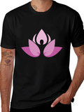 Lotus Blossom Graphic Black T-Shirt