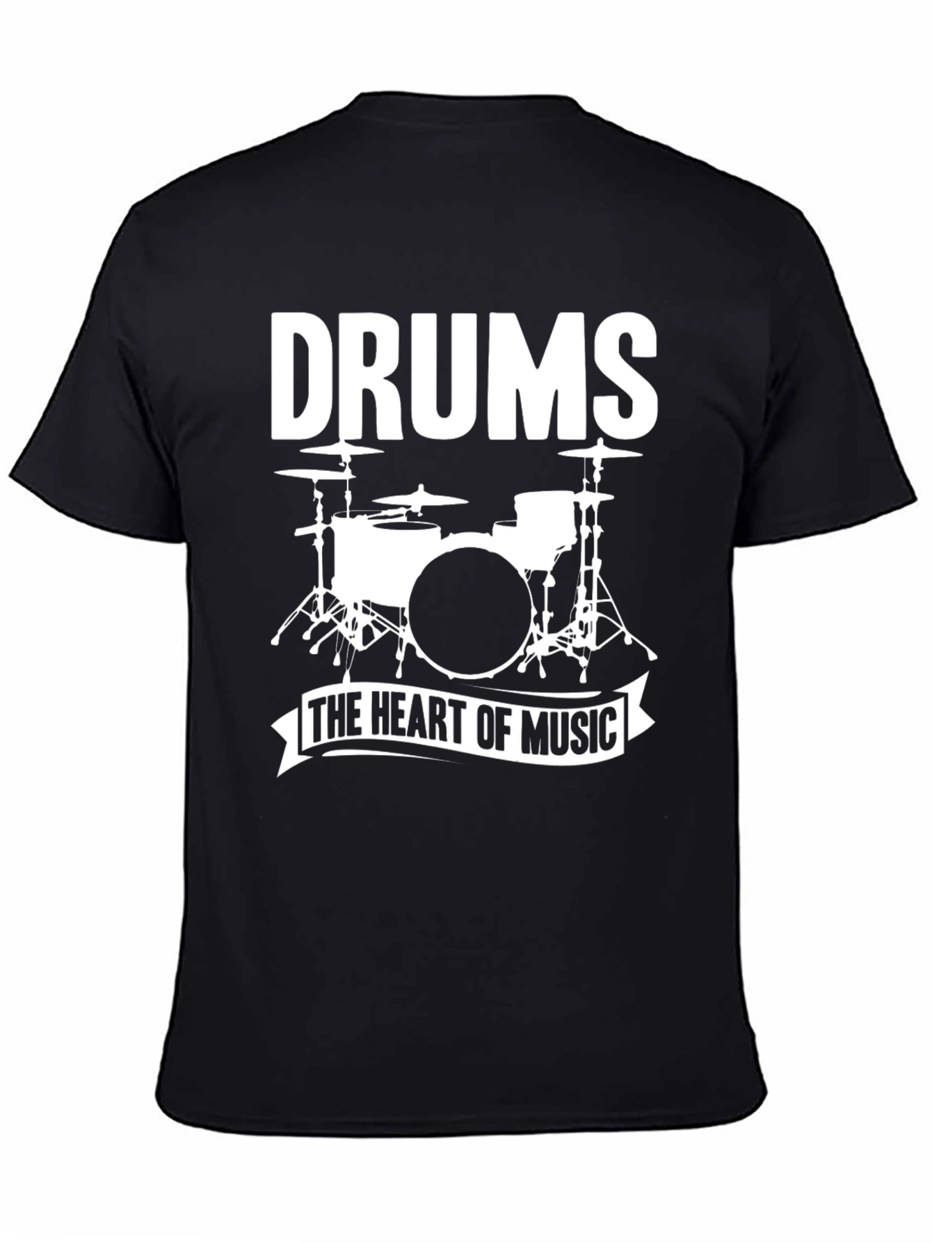 Drums - The Heart of Music Black T-Shirt