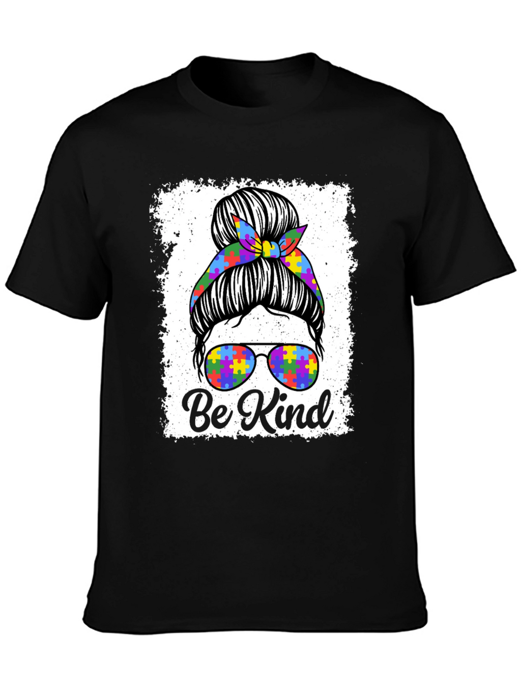 Be Kind Autism Messy Bun T-Shirt
