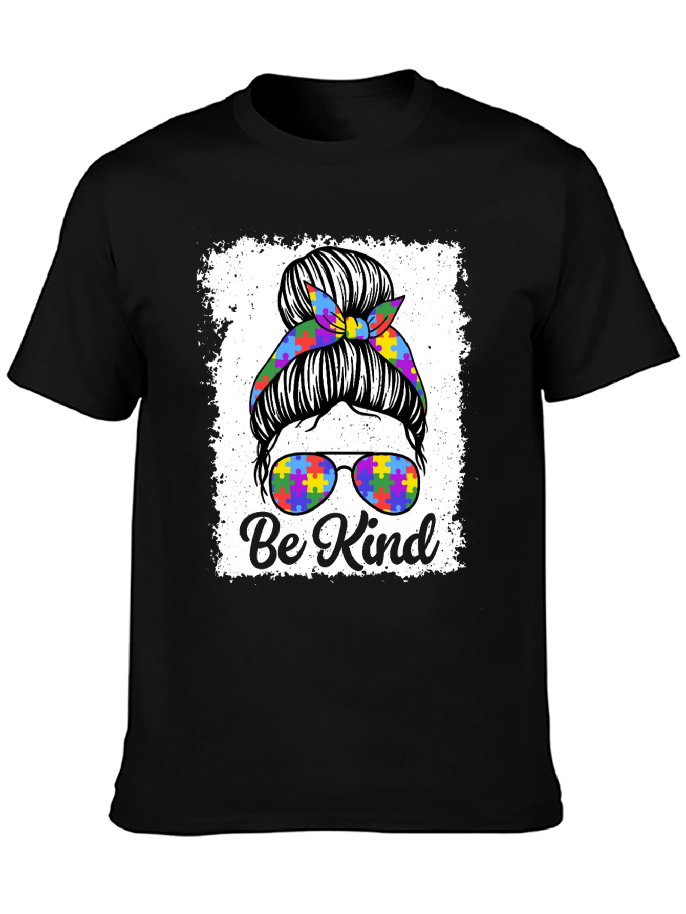 Be Kind Autism Messy Bun T-Shirt