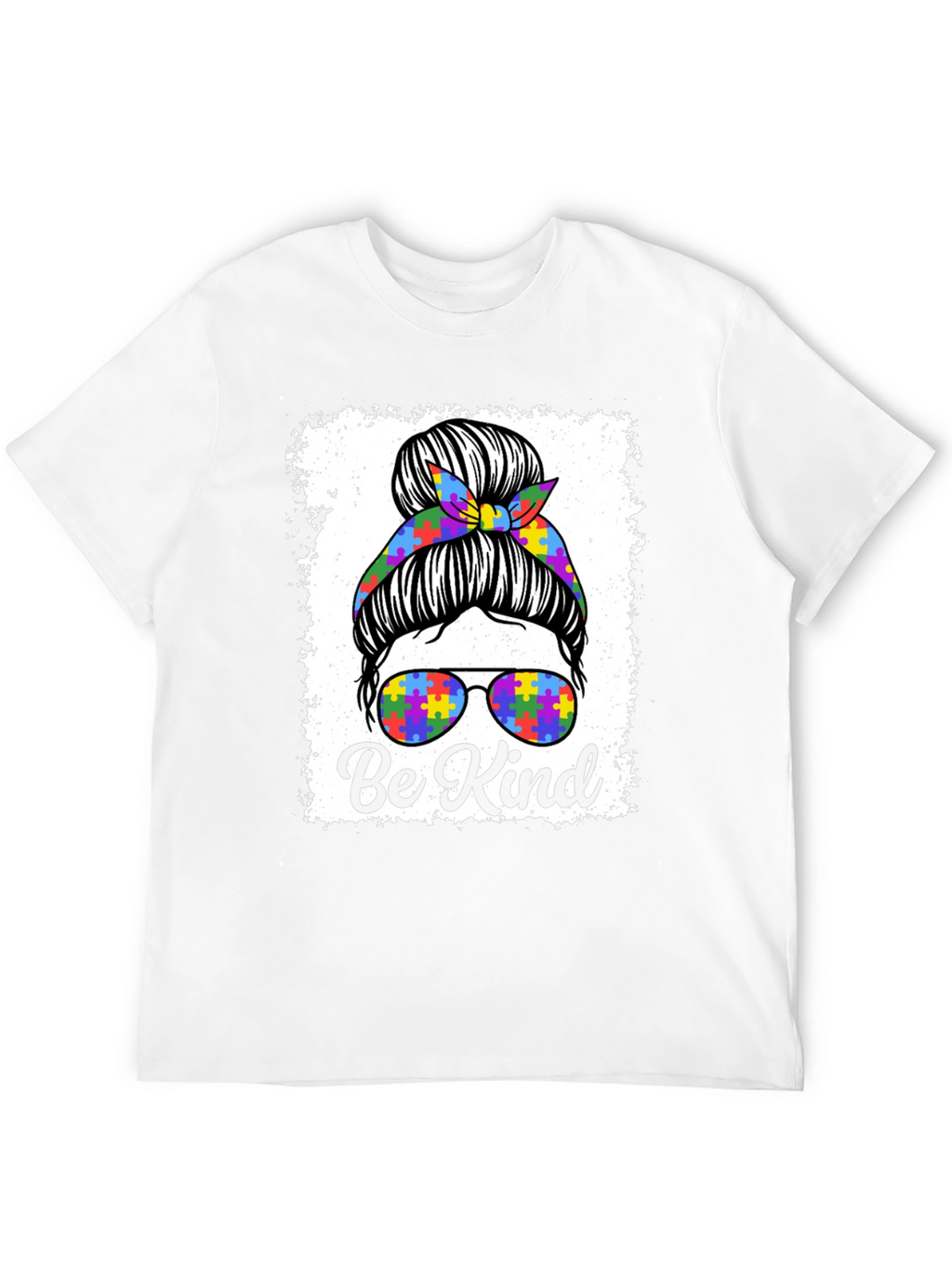Be Kind Autism Messy Bun T-Shirt