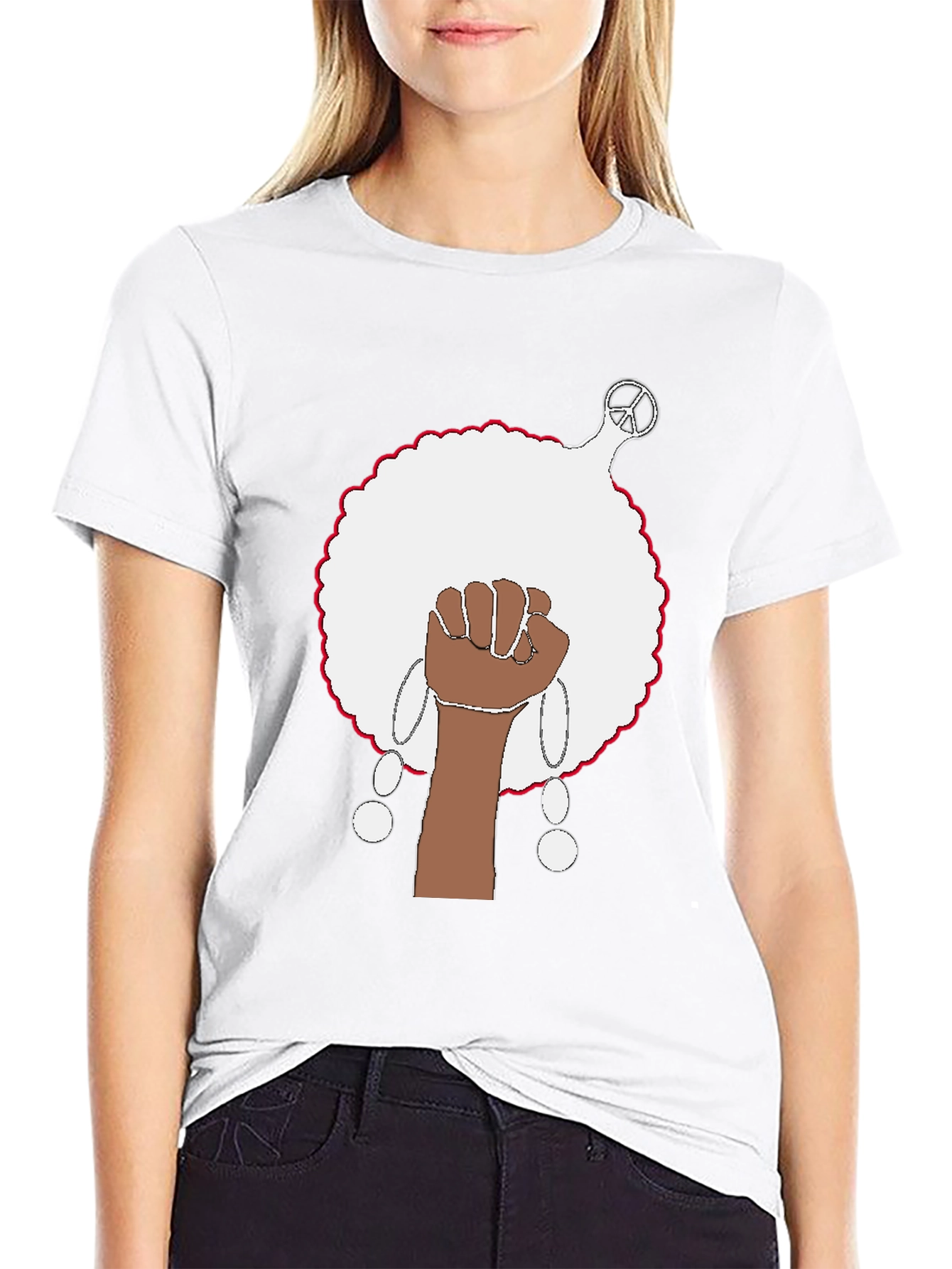 Black History Month T-Shirt Raised Fist Afro Peace