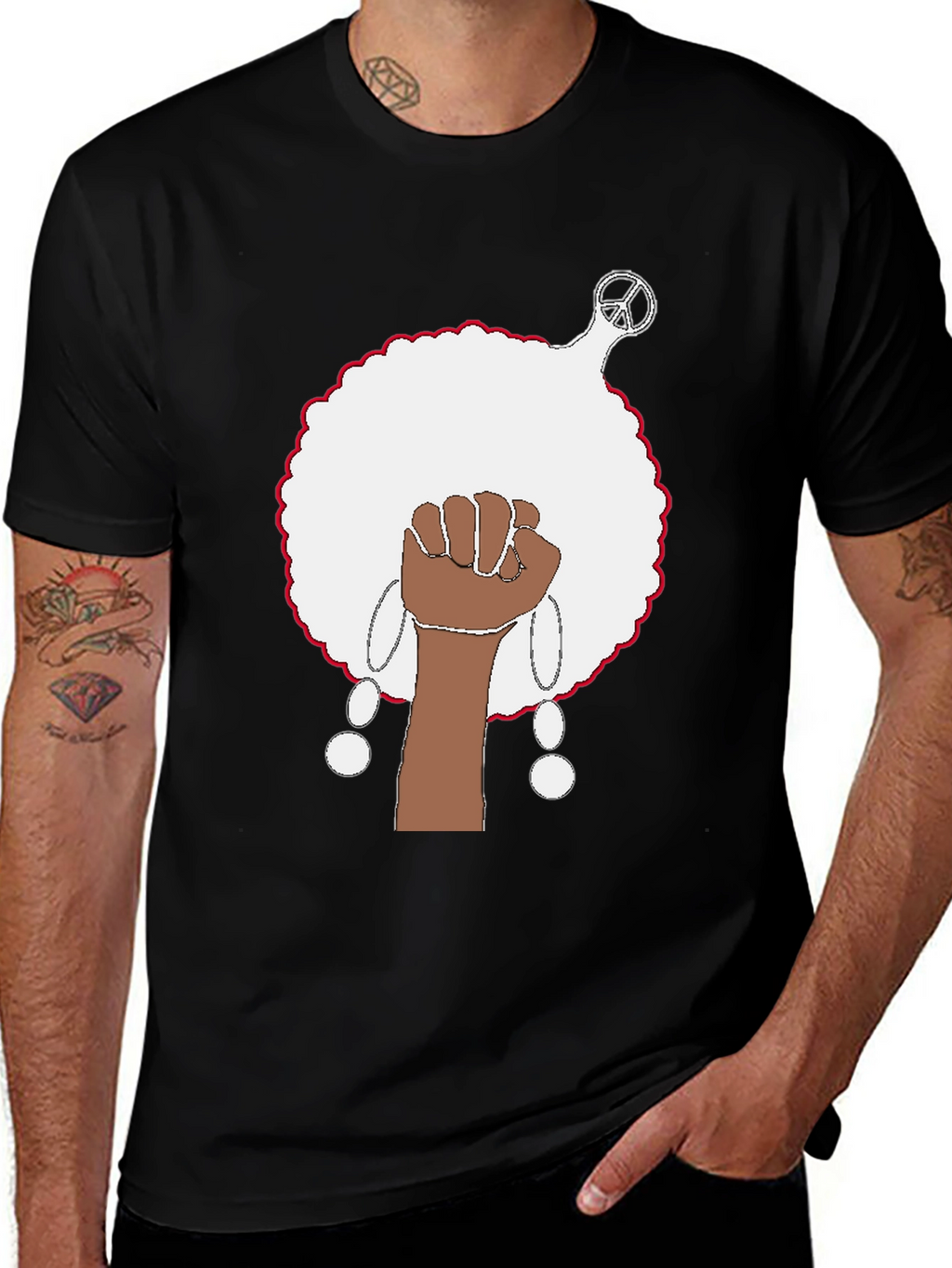 Black History Month T-Shirt Raised Fist Afro Peace