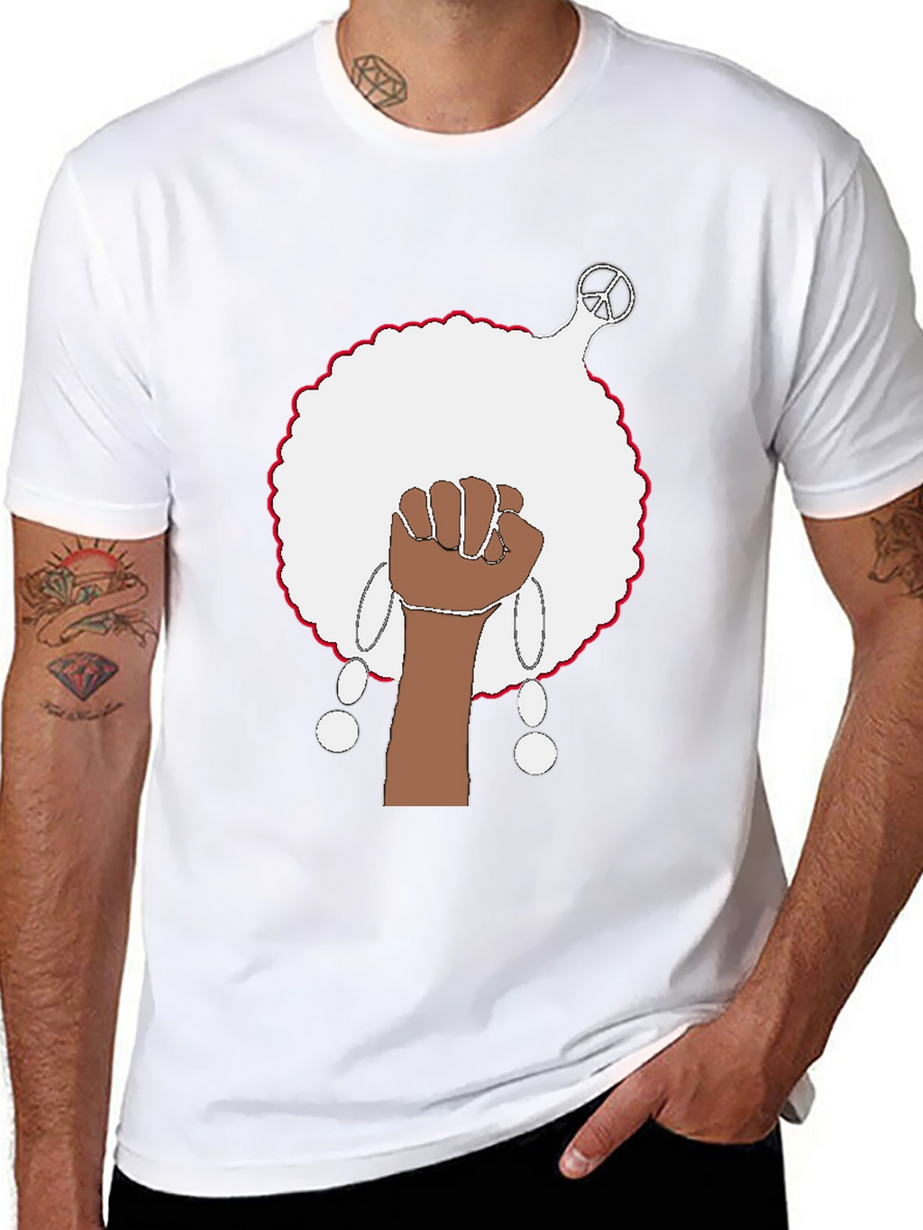 Black History Month T-Shirt Raised Fist Afro Peace