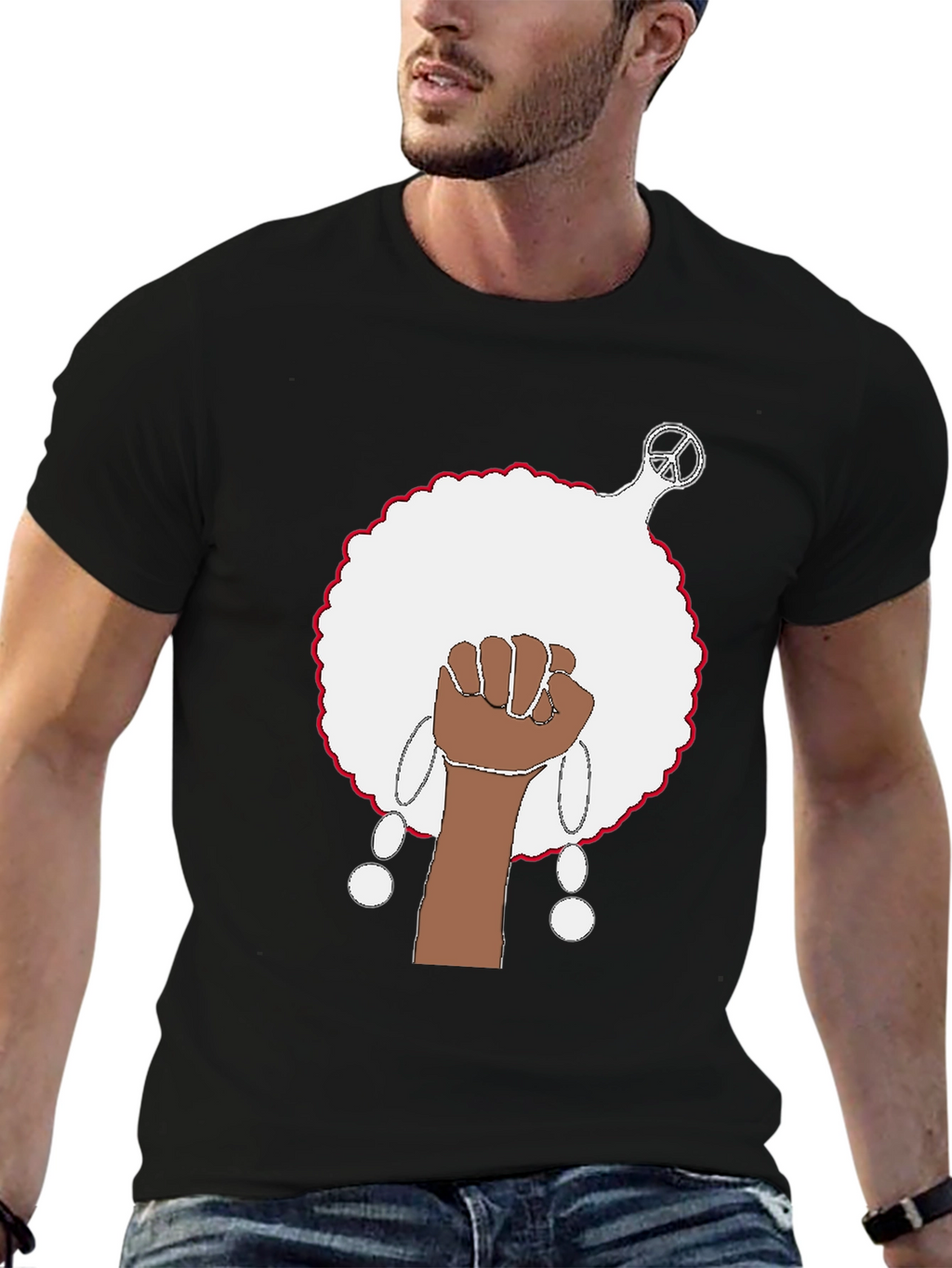Black History Month T-Shirt Raised Fist Afro Peace