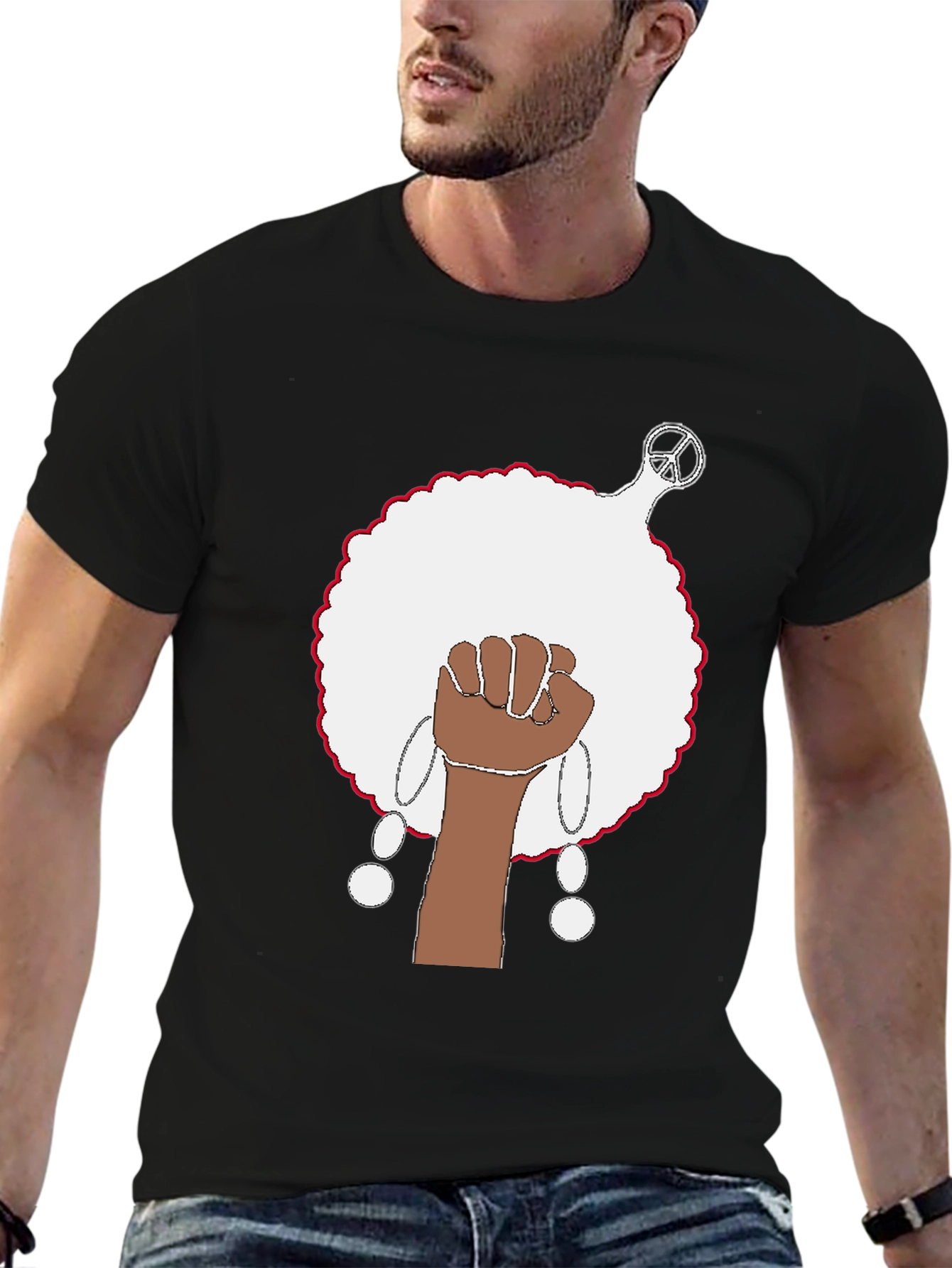 Black History Month T-Shirt Raised Fist Afro Peace