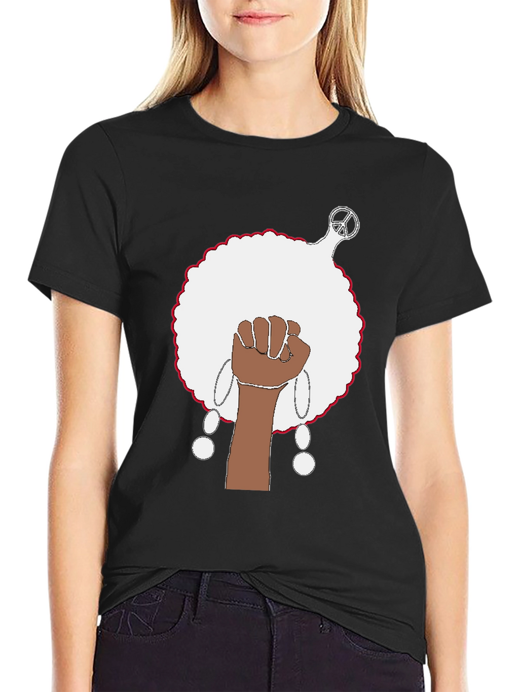 Black History Month T-Shirt Raised Fist Afro Peace