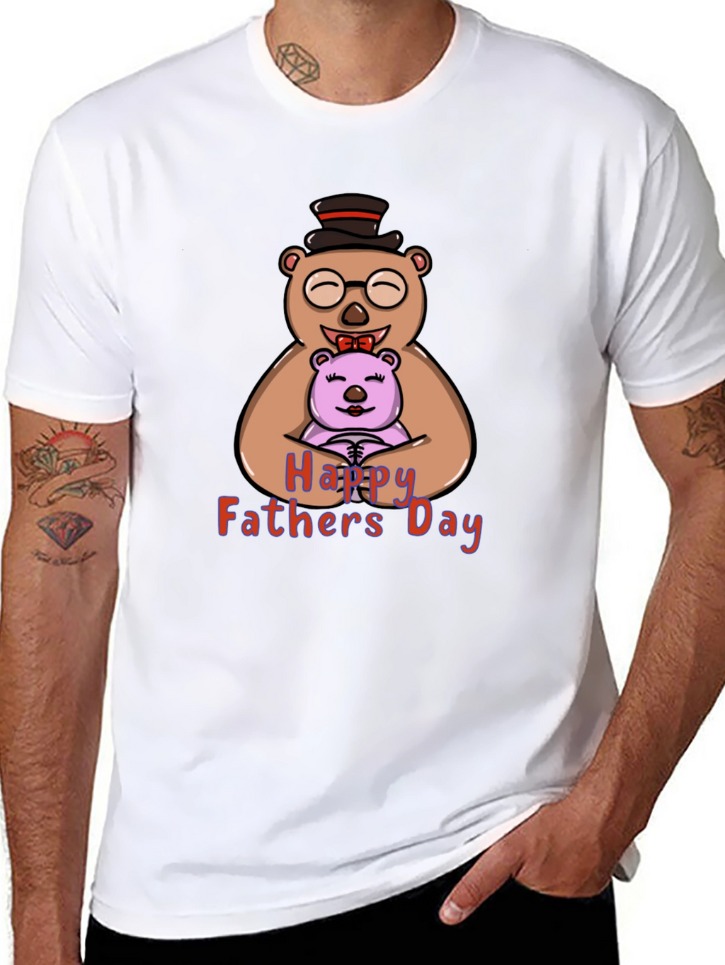 Happy Fathers Day Bear Hug Graphic T-Shirt
