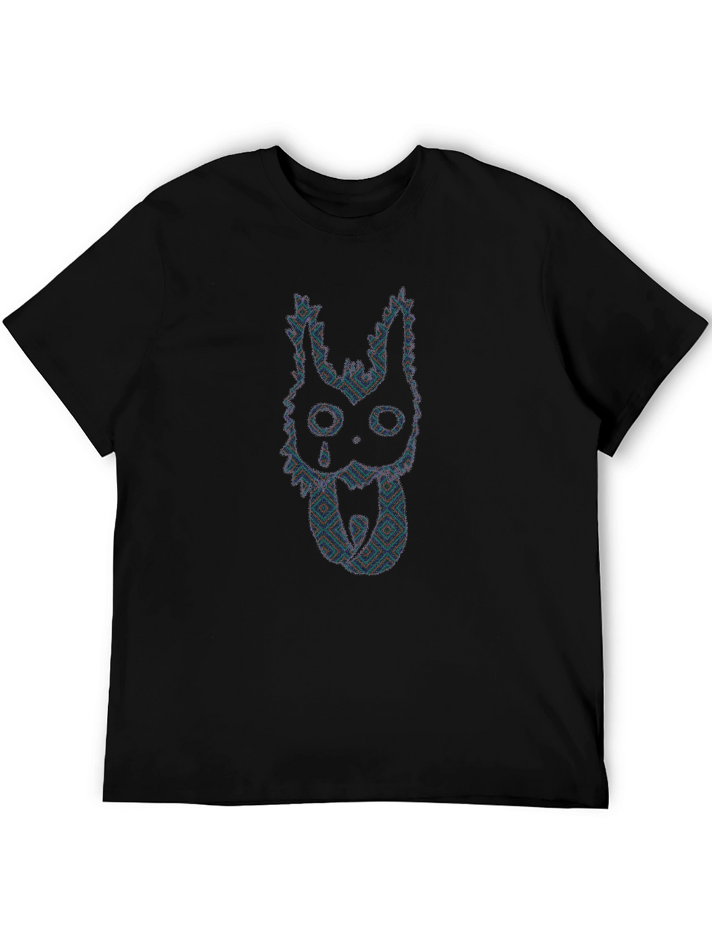 Abstract Crying Creature Graphic Tee - Black