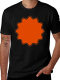 Mens Black T-Shirt with Orange Starburst Design