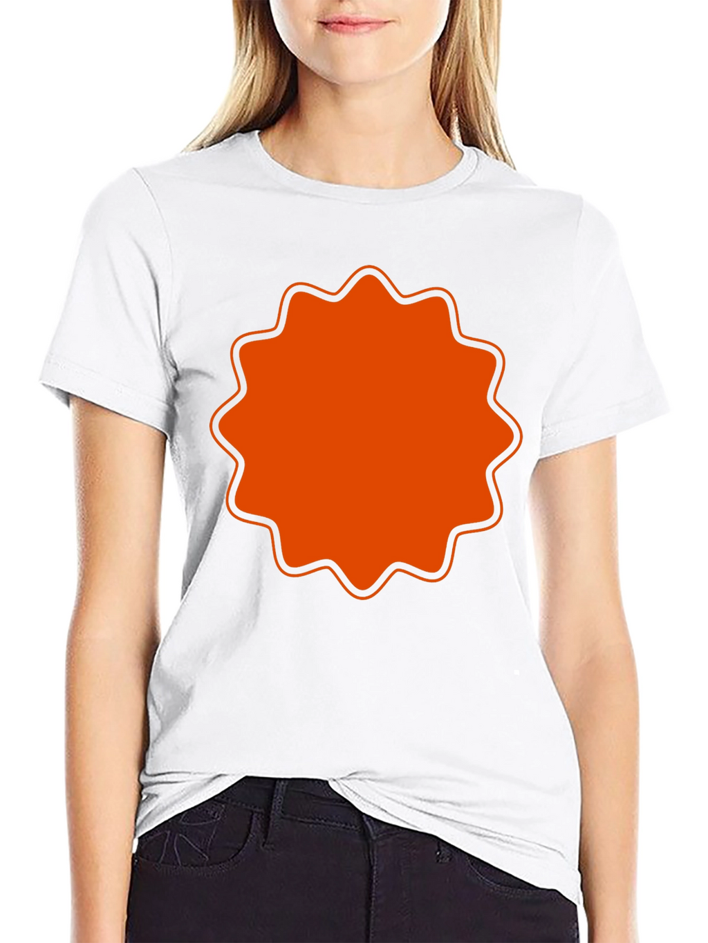 Mens Black T-Shirt with Orange Starburst Design