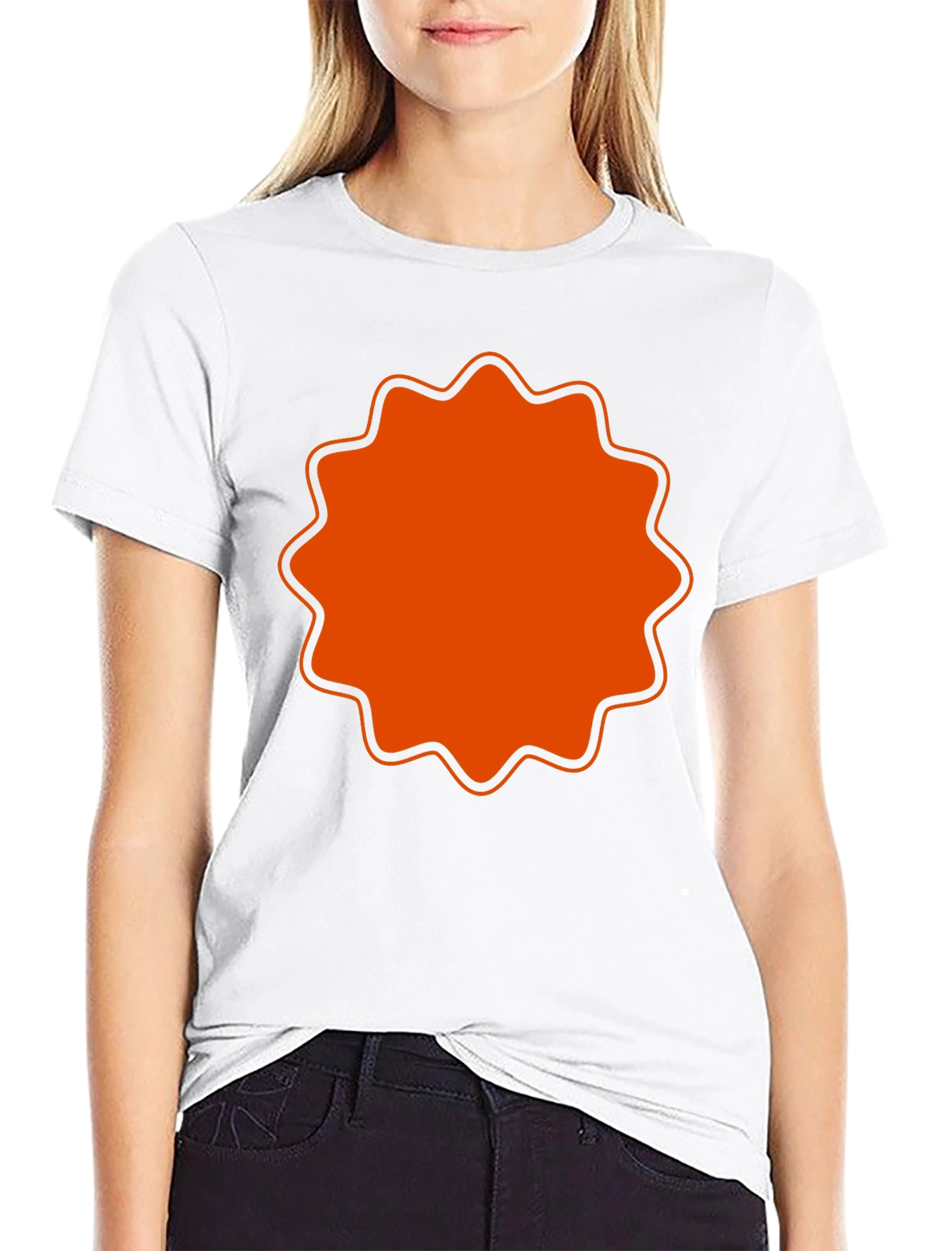 Mens Black T-Shirt with Orange Starburst Design