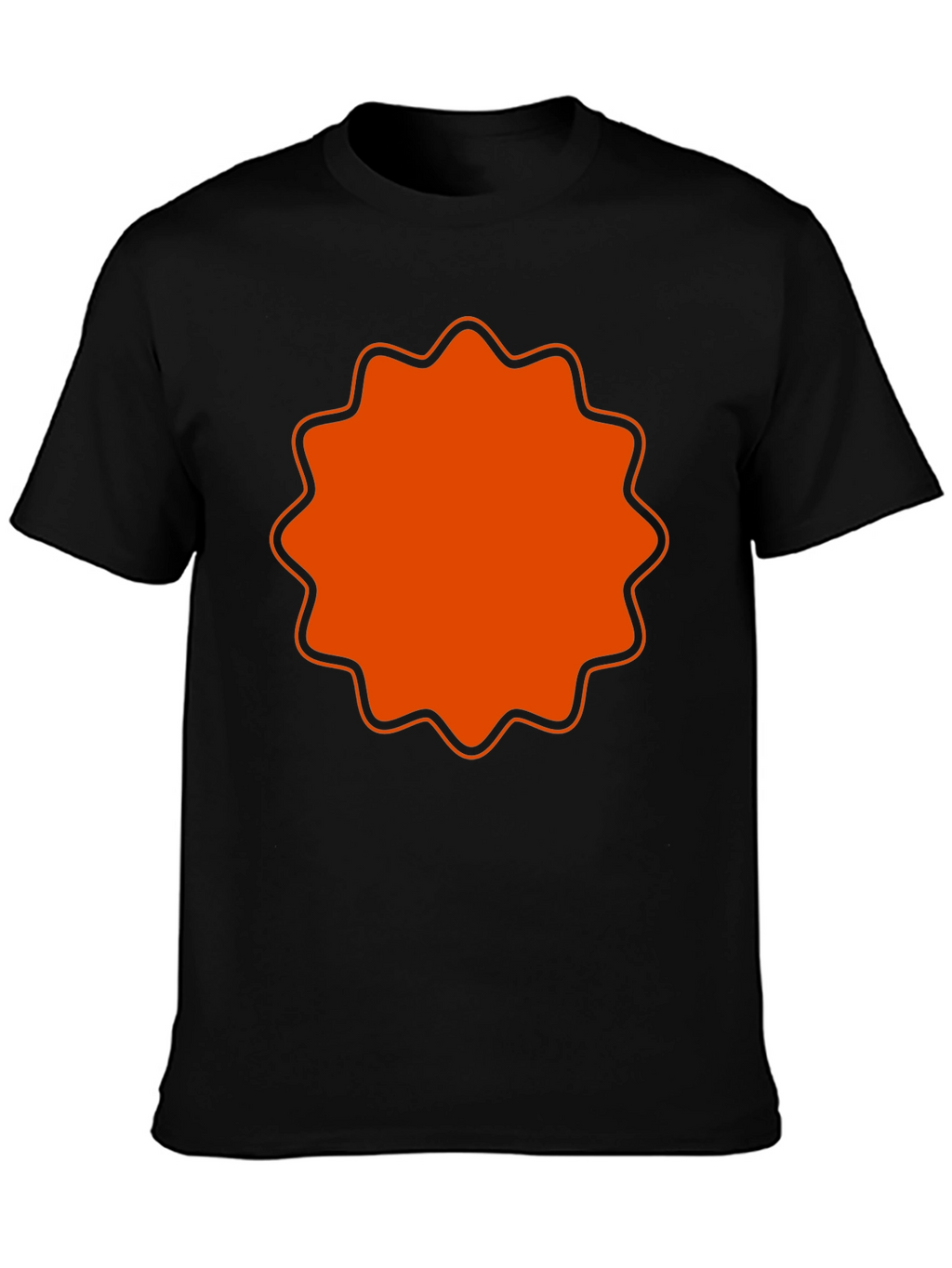 Mens Black T-Shirt with Orange Starburst Design