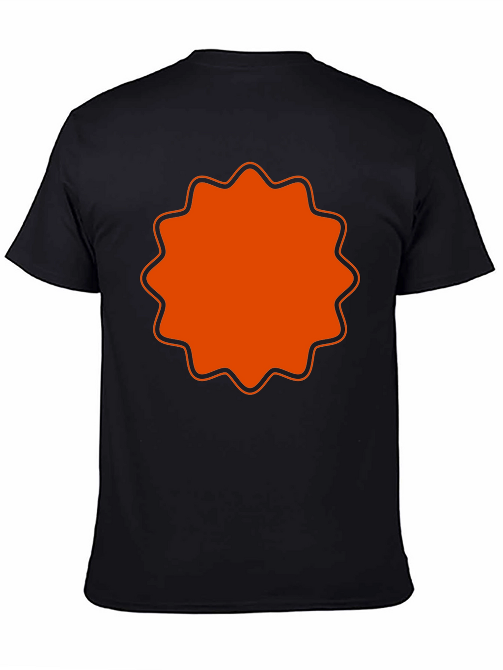 Mens Black T-Shirt with Orange Starburst Design