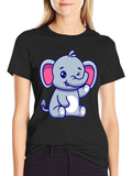 Cute Cartoon Elephant Graphic Tee - Stylish & Fun!