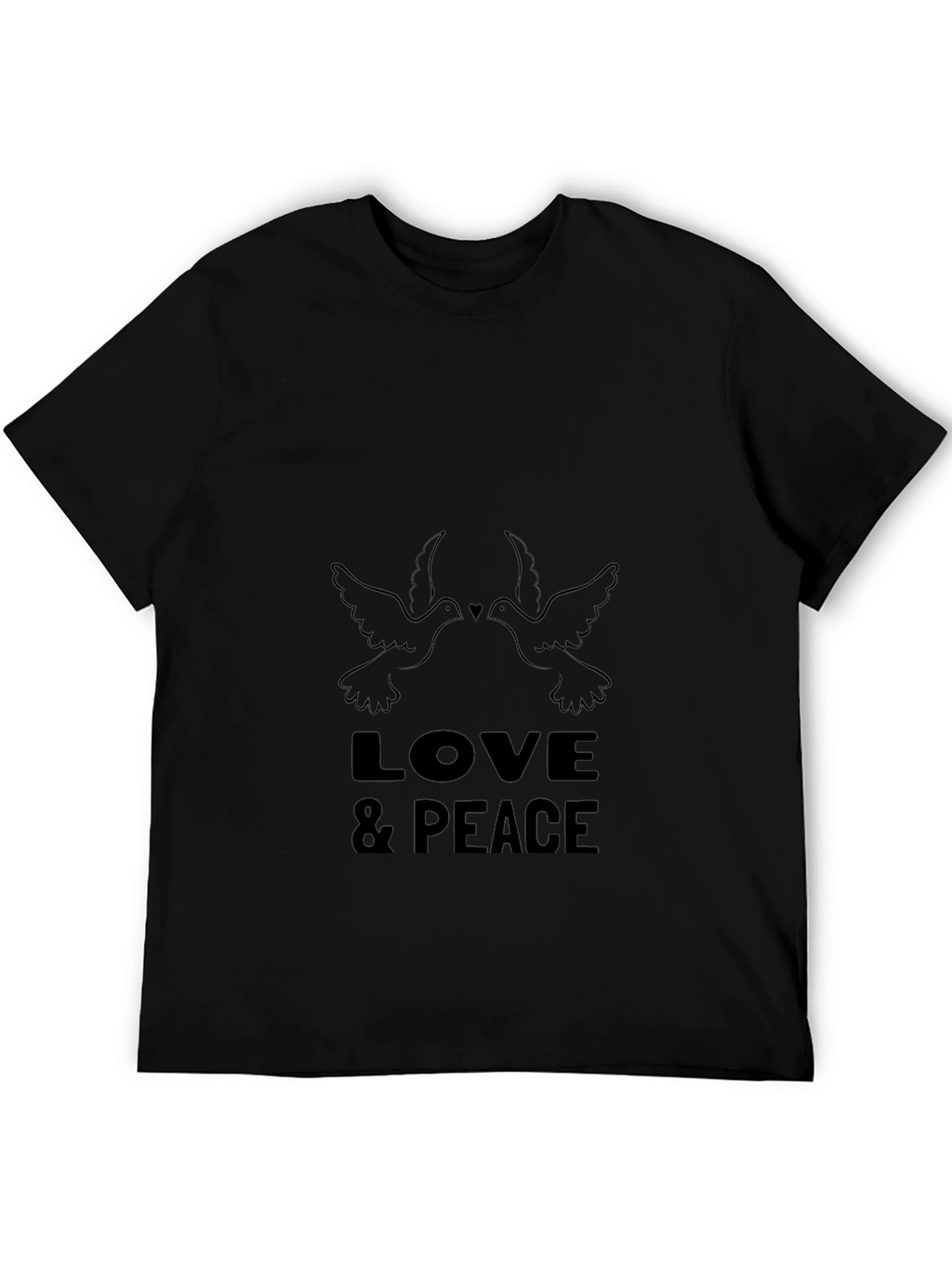 Love & Peace Dove Graphic Black T-Shirt