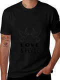 Love & Peace Dove Graphic Black T-Shirt