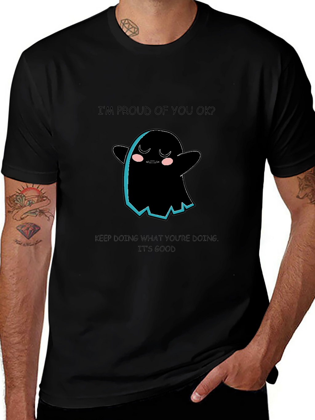 Proud Ghost Graphic Black T-Shirt