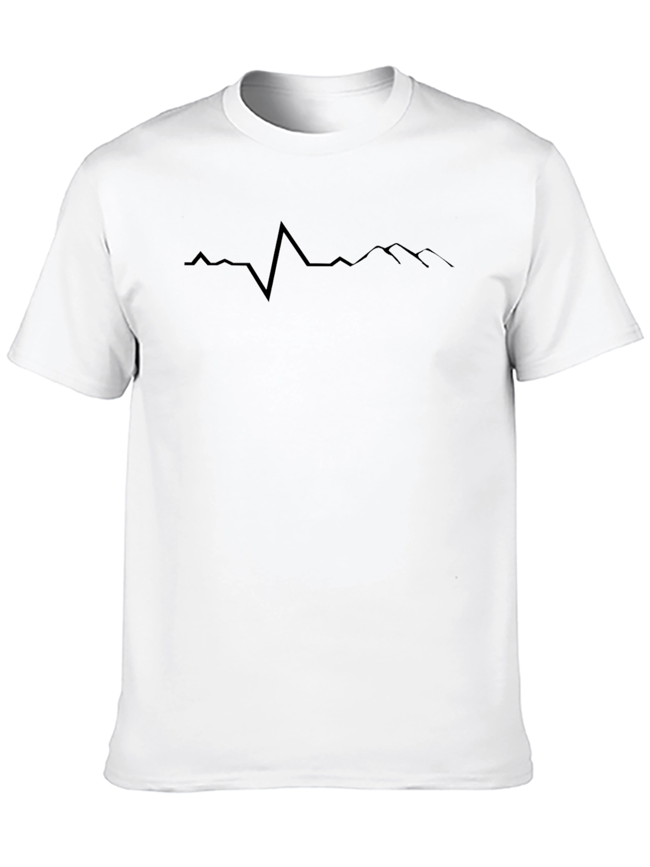 Mens Black Heartbeat Mountain Graphic T-Shirt