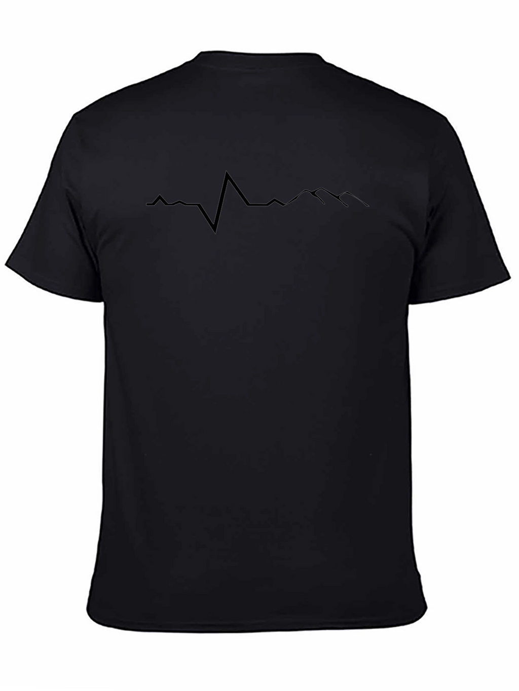 Mens Black Heartbeat Mountain Graphic T-Shirt