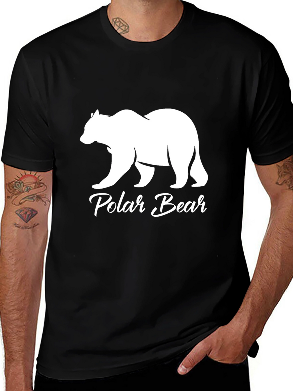 Polar Bear Graphic Tee - Stylish Black Cotton T-Shirt