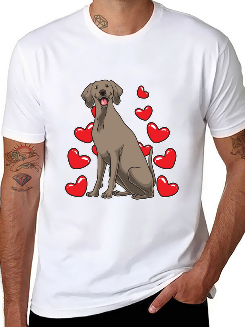 Dog and Hearts Graphic Tee