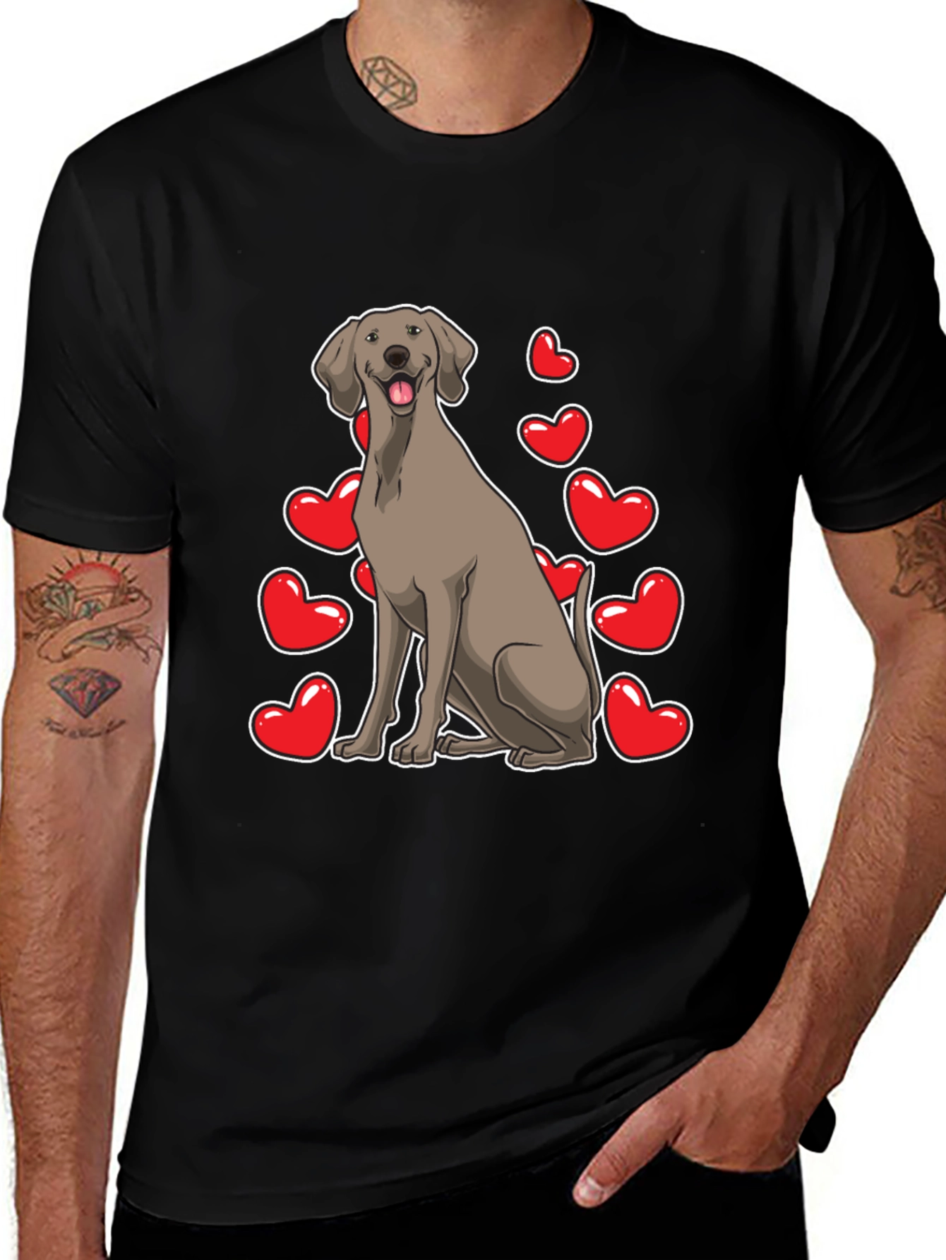 Dog and Hearts Graphic Tee