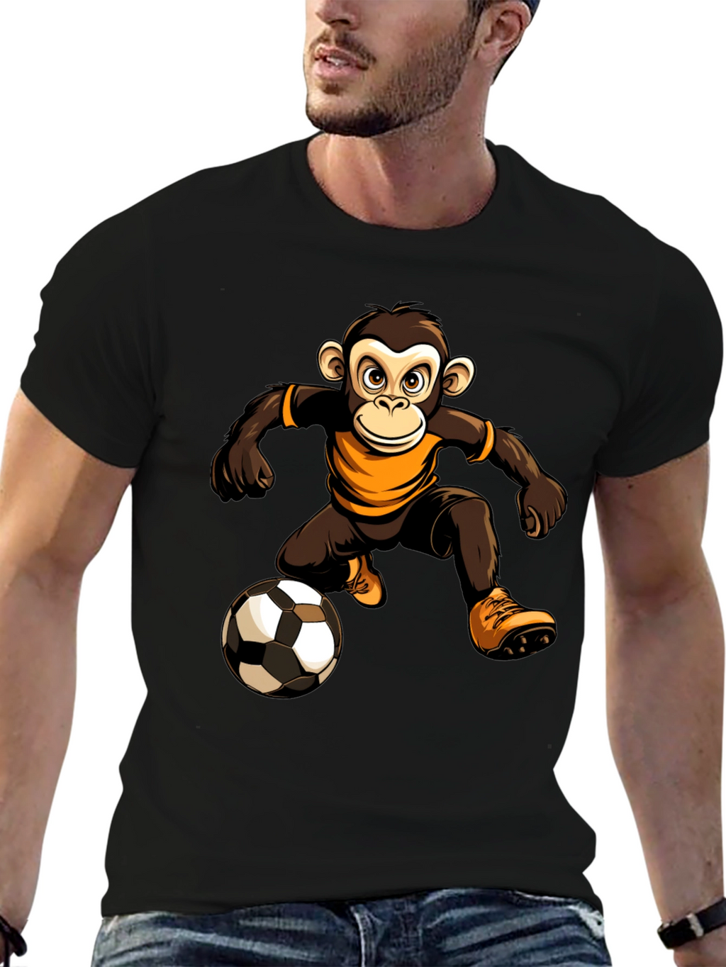 Monkey Soccer Player Graphic T-Shirt