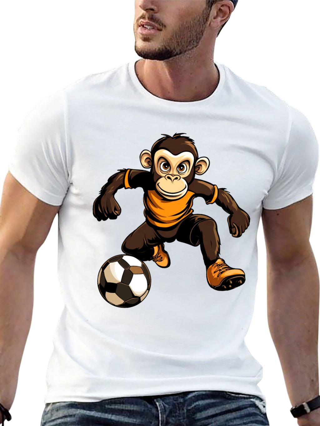 Monkey Soccer Player Graphic T-Shirt
