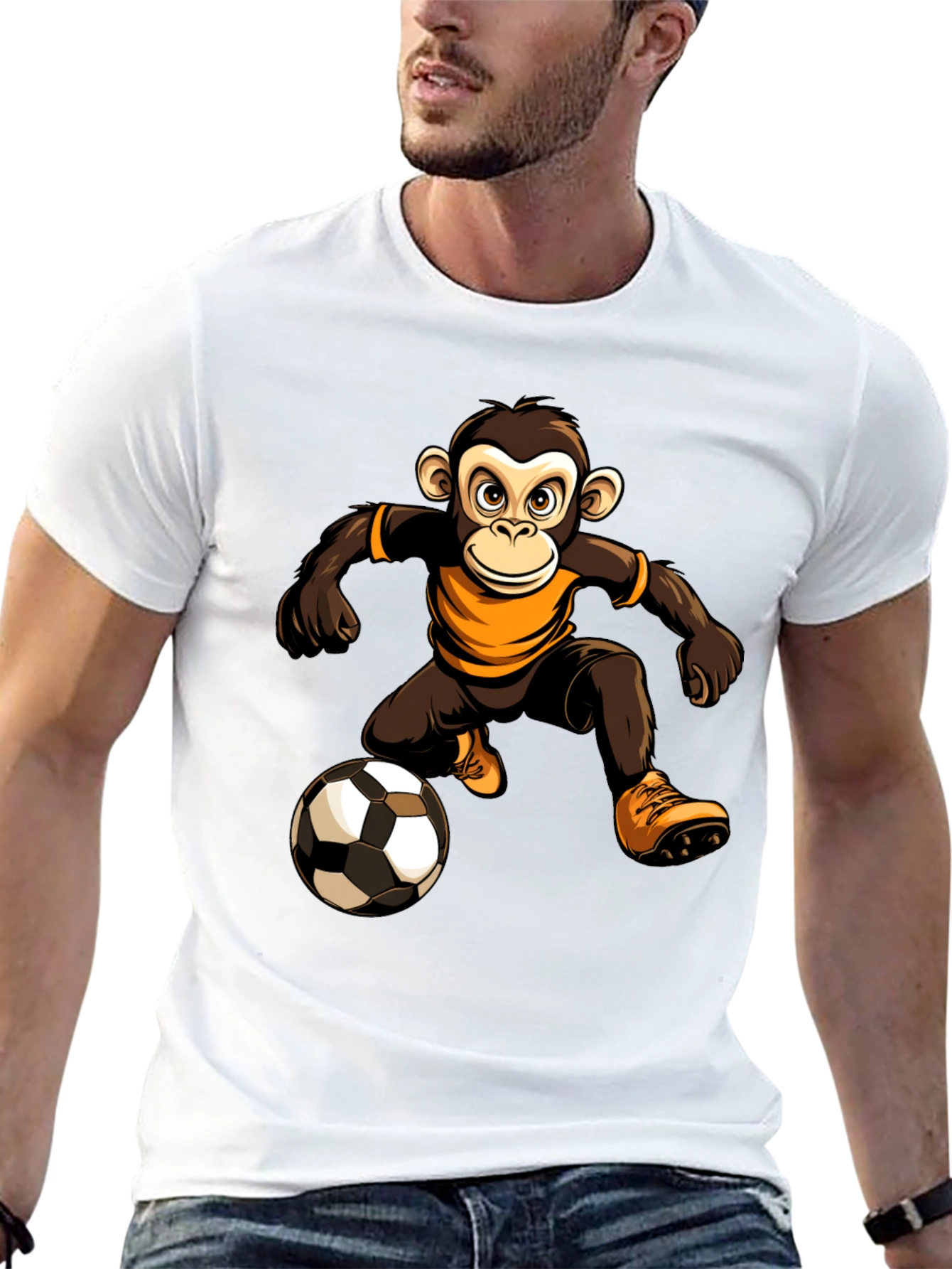 Monkey Soccer Player Graphic T-Shirt
