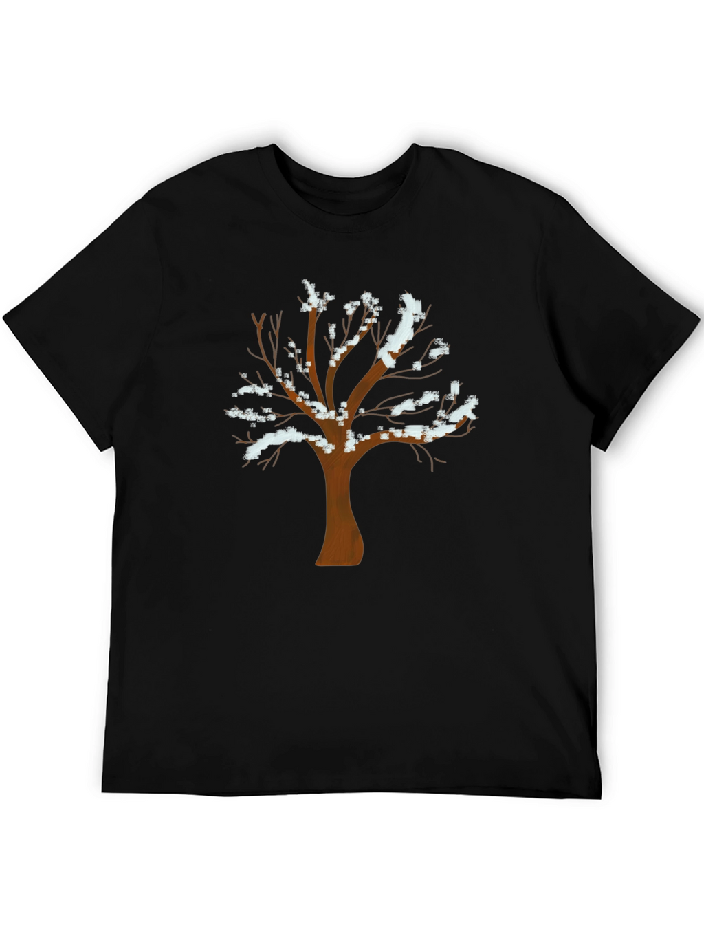 Winter Tree Graphic Tee - Black Cotton T-Shirt