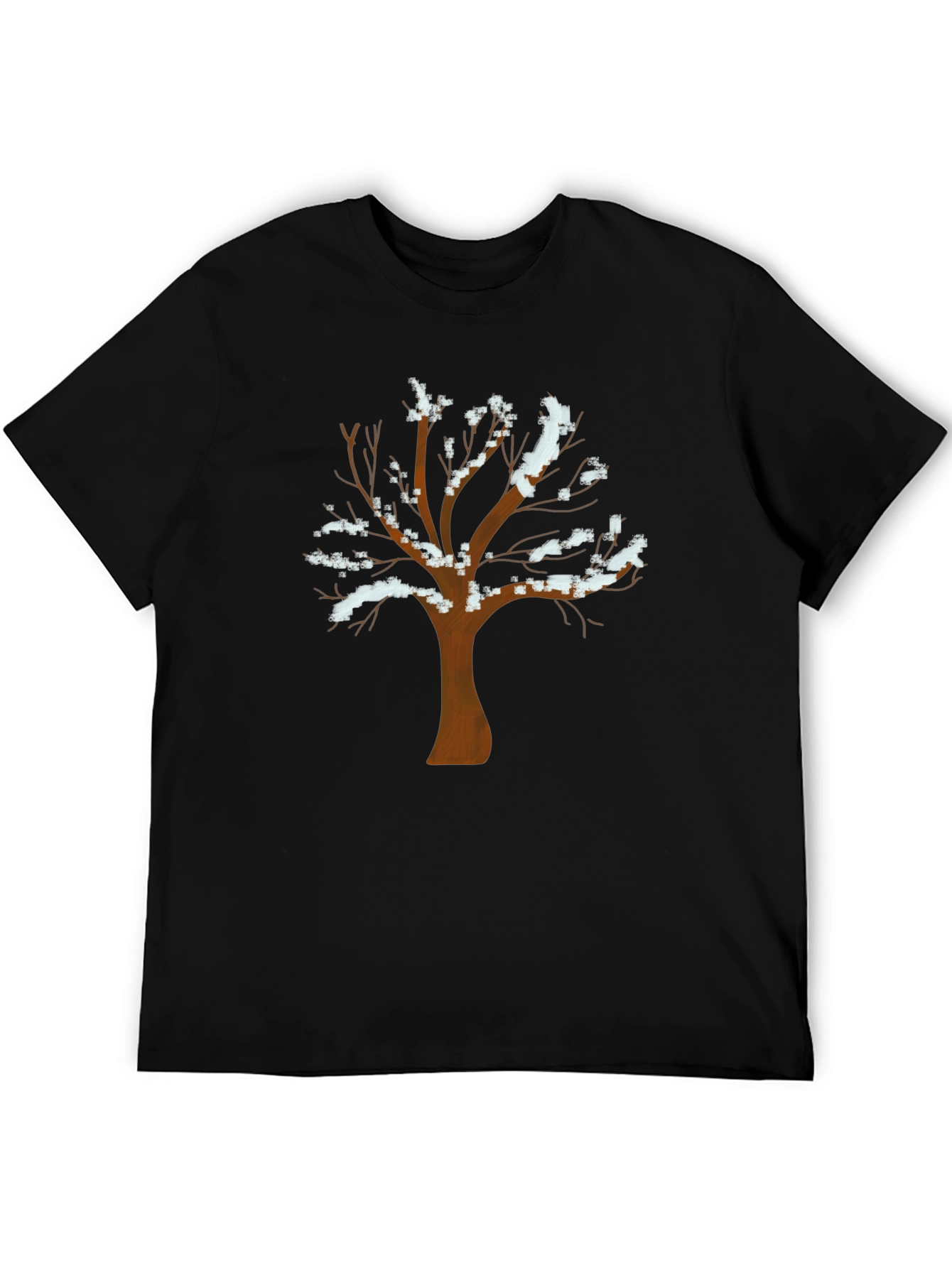 Winter Tree Graphic Tee - Black Cotton T-Shirt