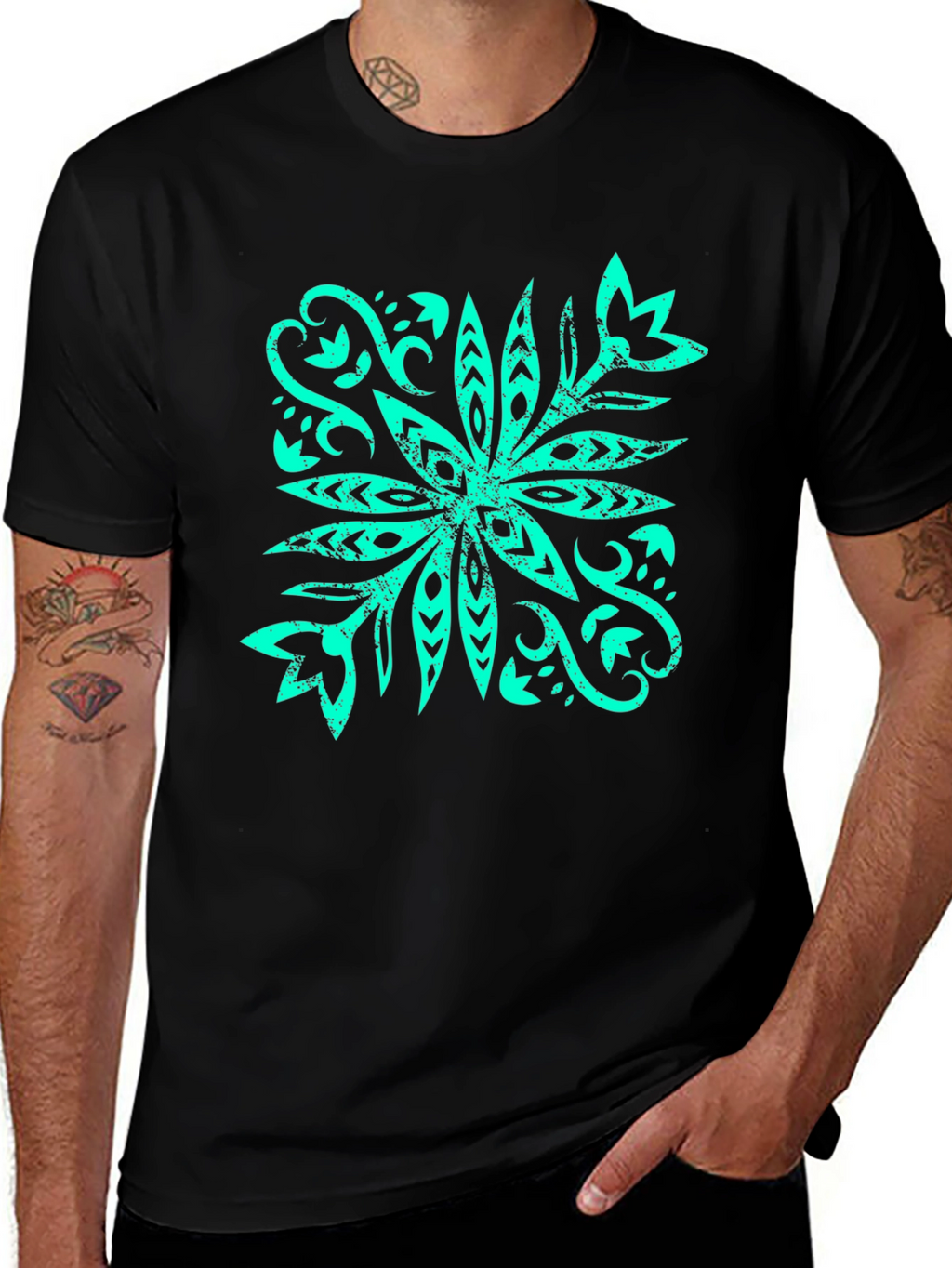 Stylish Graphic Tee - Tropical Flower Design