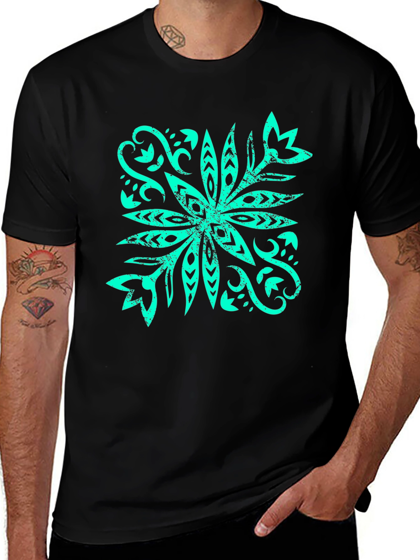 Stylish Graphic Tee - Tropical Flower Design