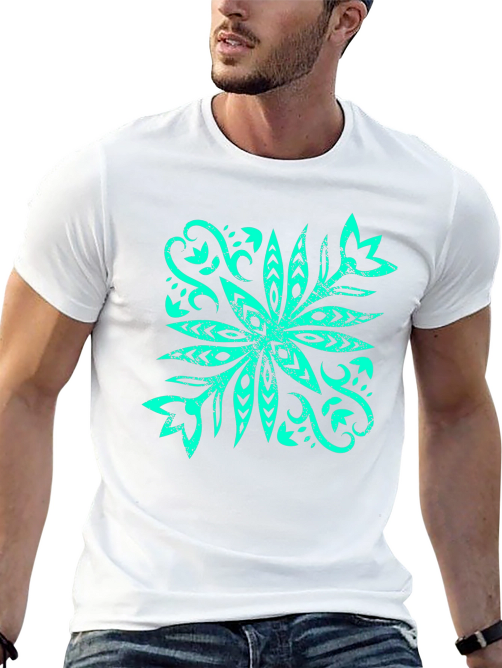 Stylish Graphic Tee - Tropical Flower Design
