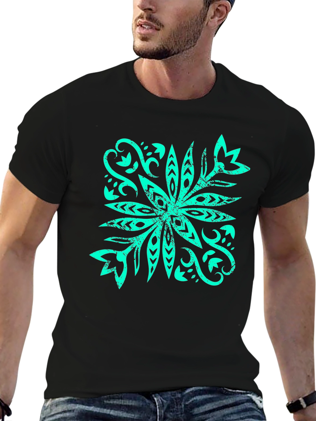 Stylish Graphic Tee - Tropical Flower Design