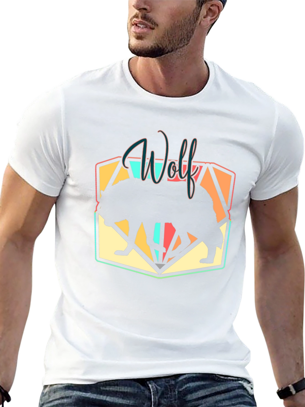 Wolf Silhouette Graphic Black T-Shirt