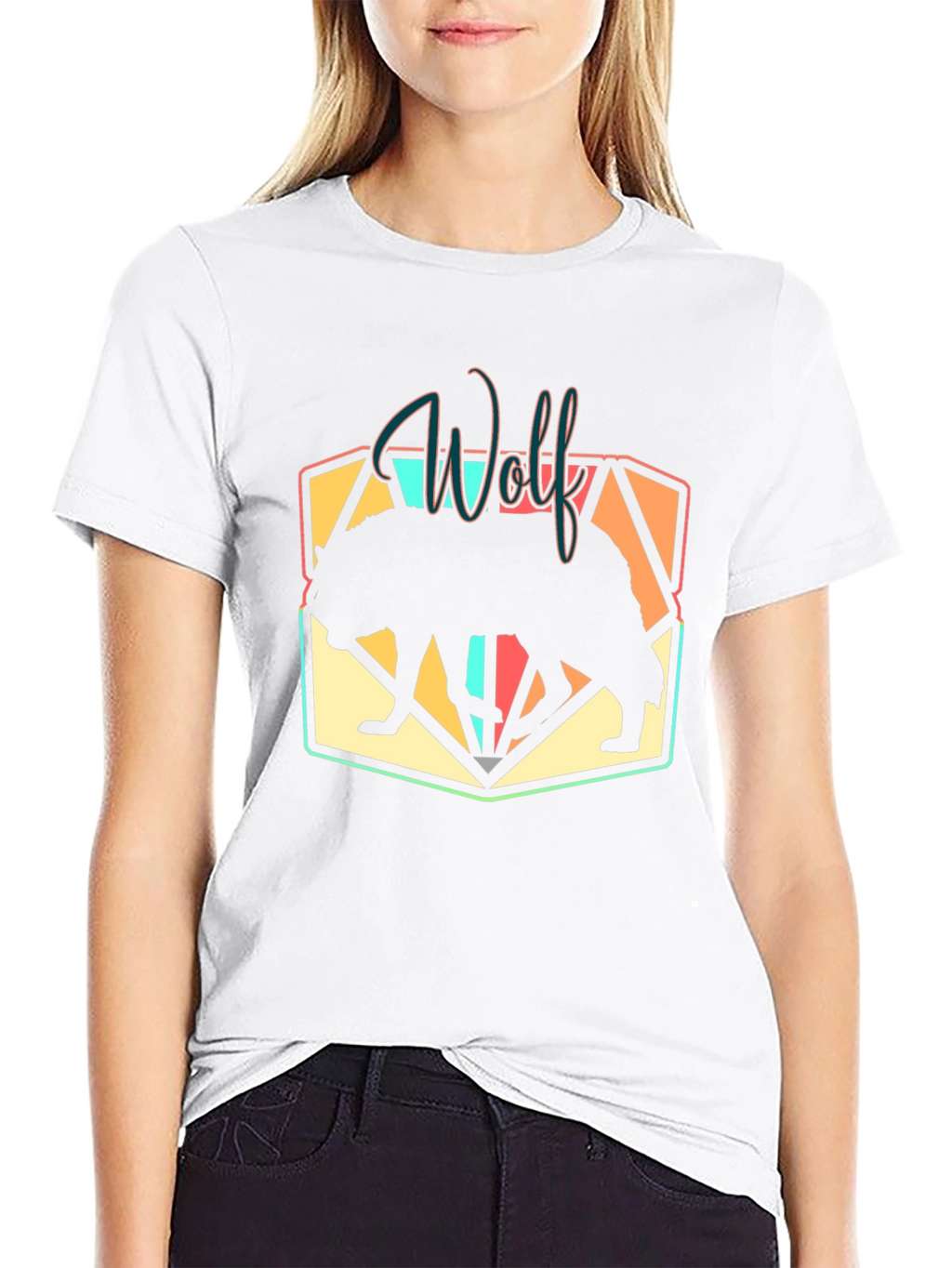 Wolf Silhouette Graphic Black T-Shirt