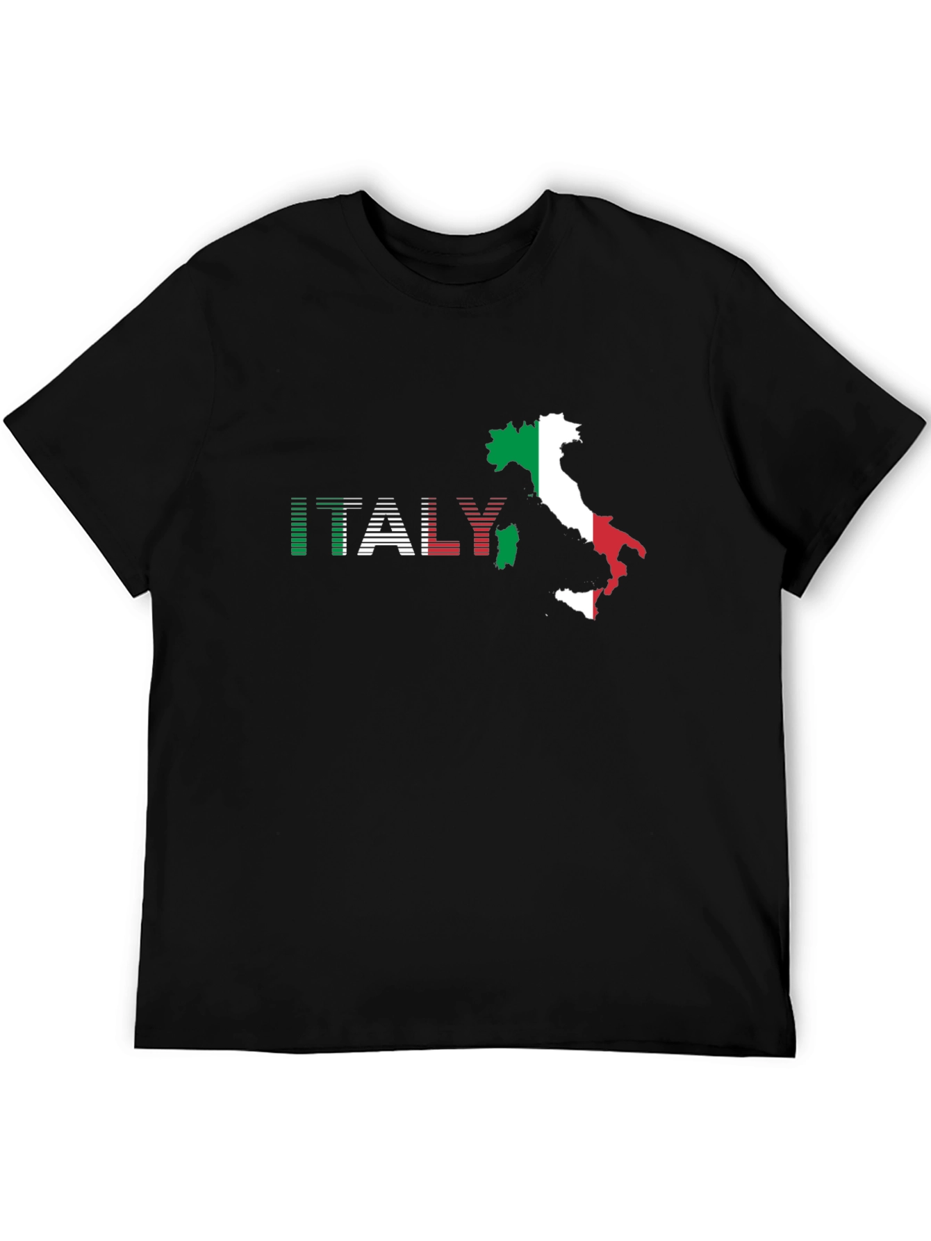 Italy Flag Map Graphic T-Shirt - Black