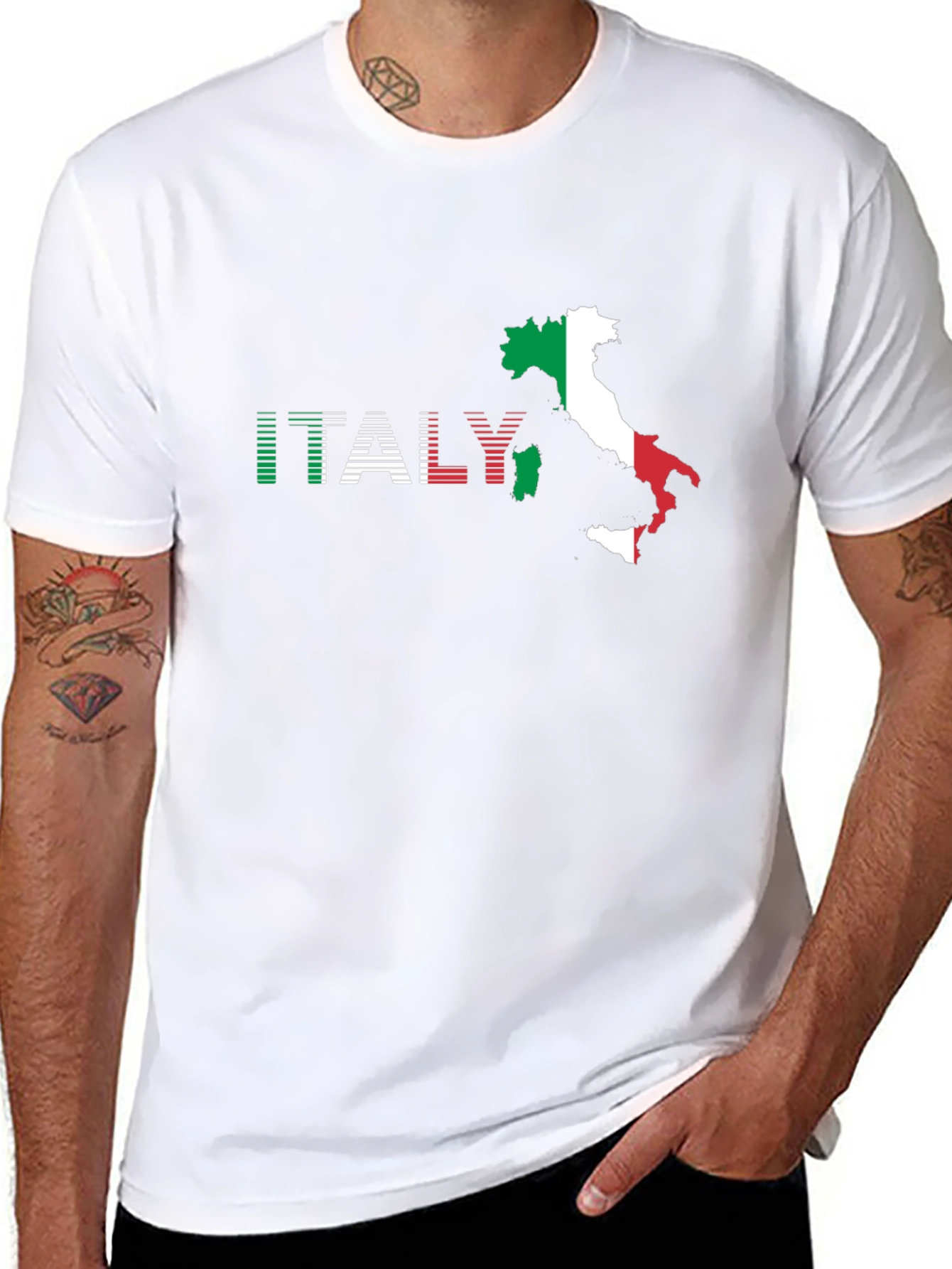 Italy Flag Map Graphic T-Shirt - Black