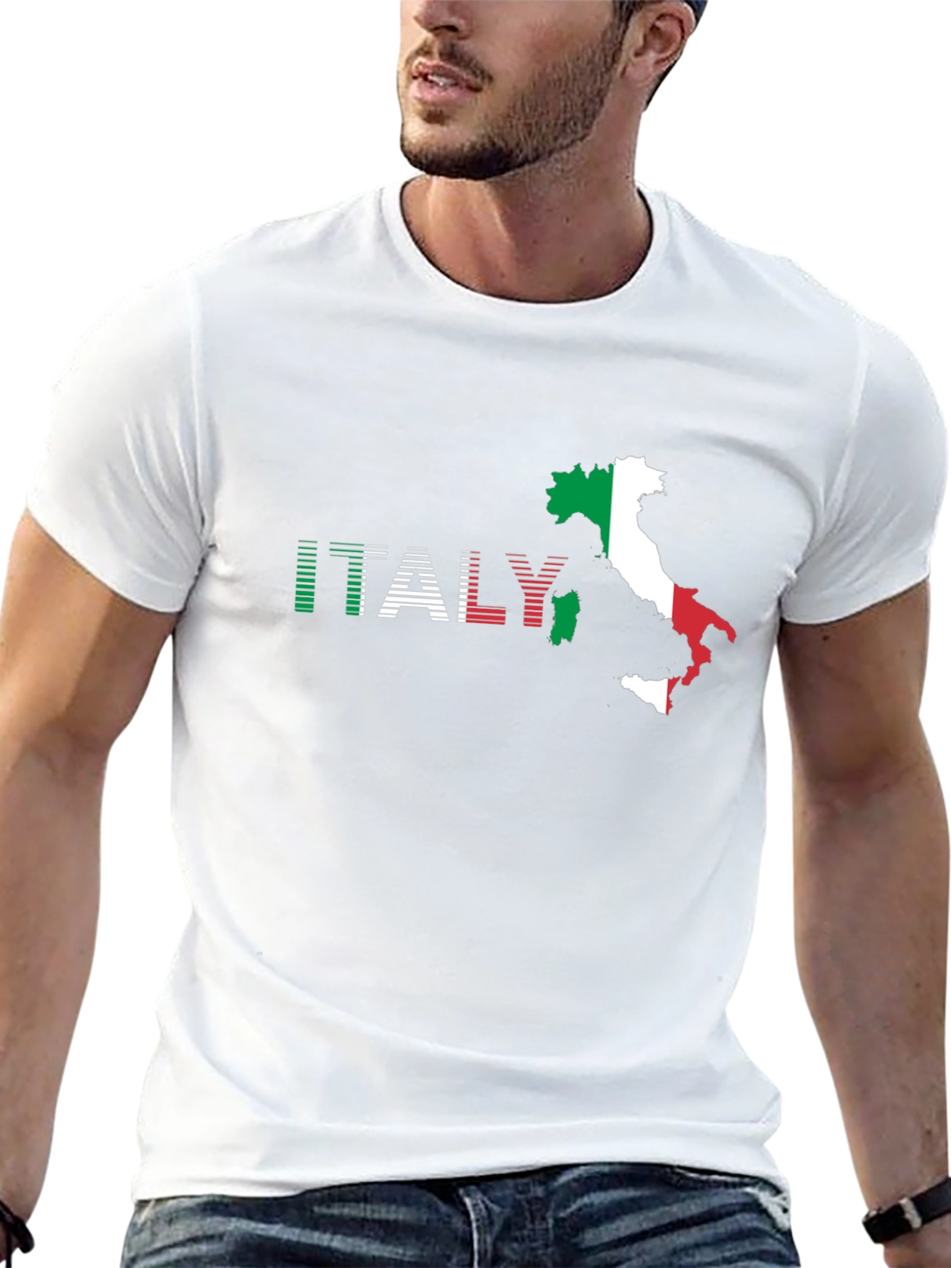 Italy Flag Map Graphic T-Shirt - Black
