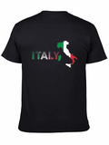Italy Flag Map Graphic T-Shirt - Black