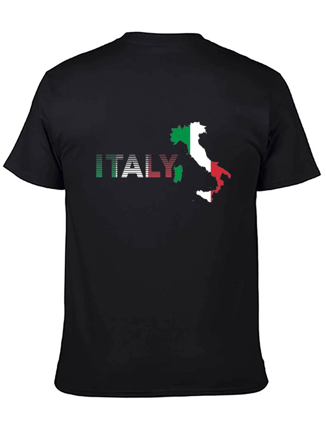 Italy Flag Map Graphic T-Shirt - Black
