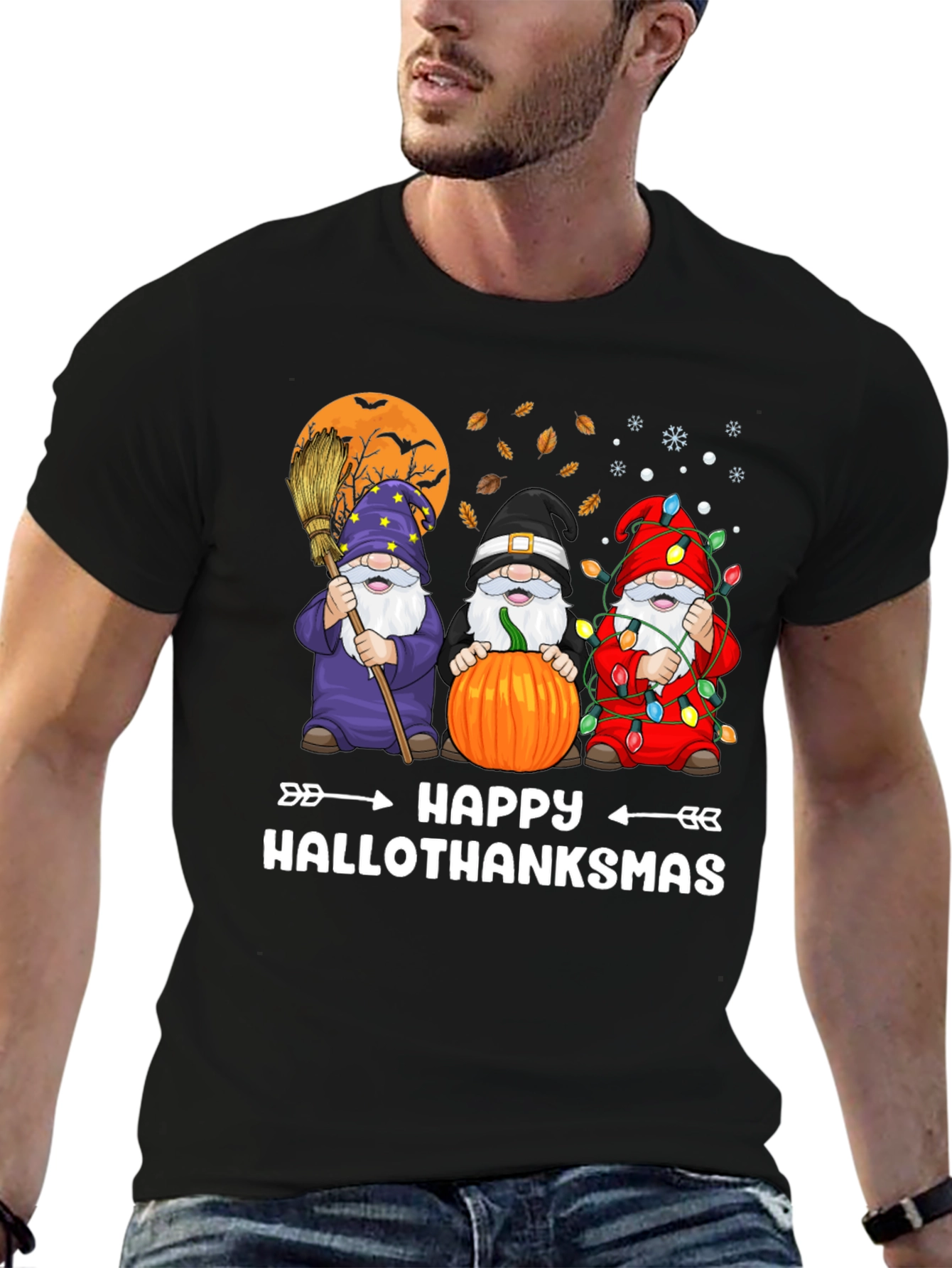 Happy Hallothanksmas Gnome Graphic Tee