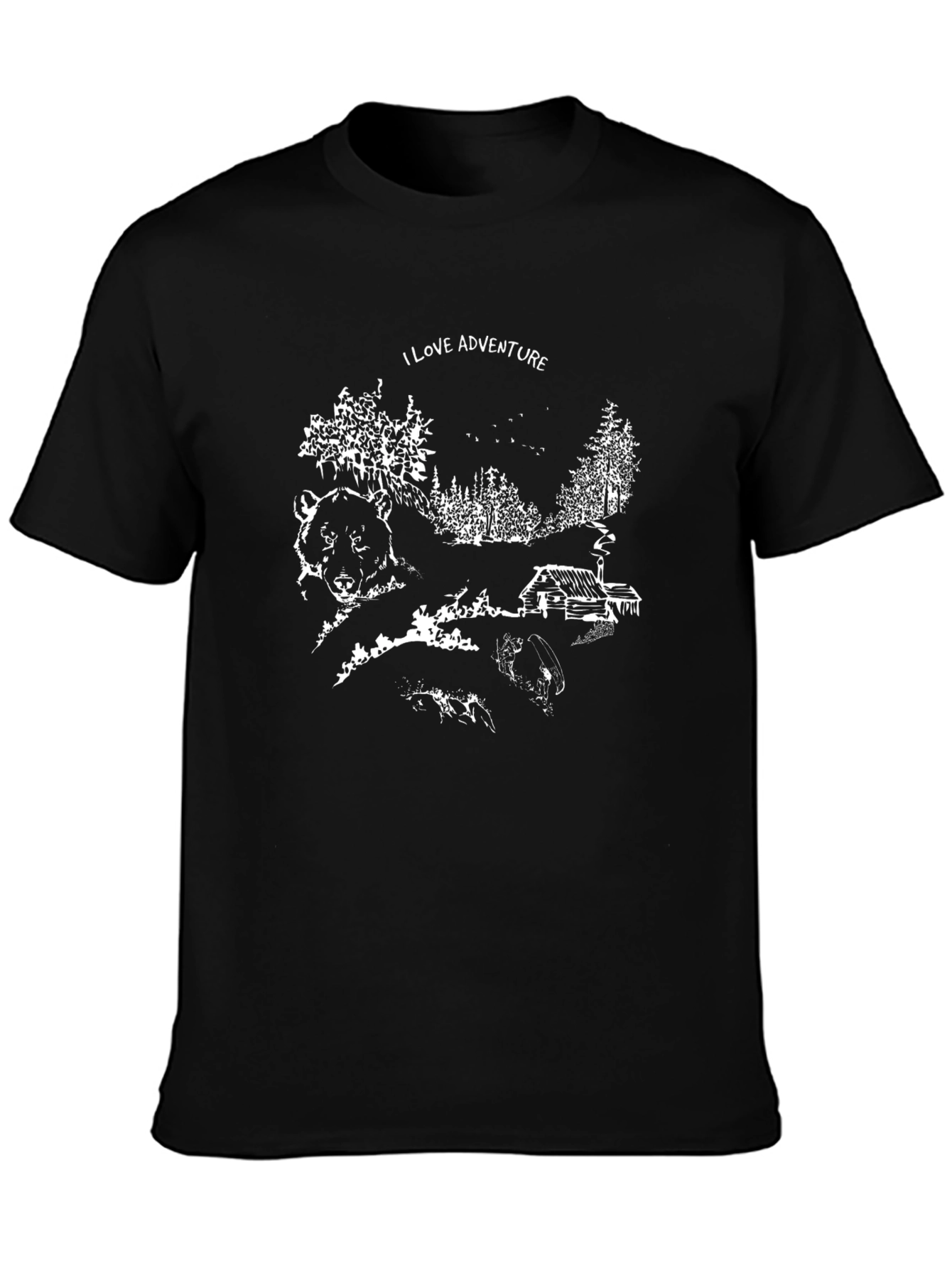 Adventure Graphic Tee - Black Cotton T-Shirt