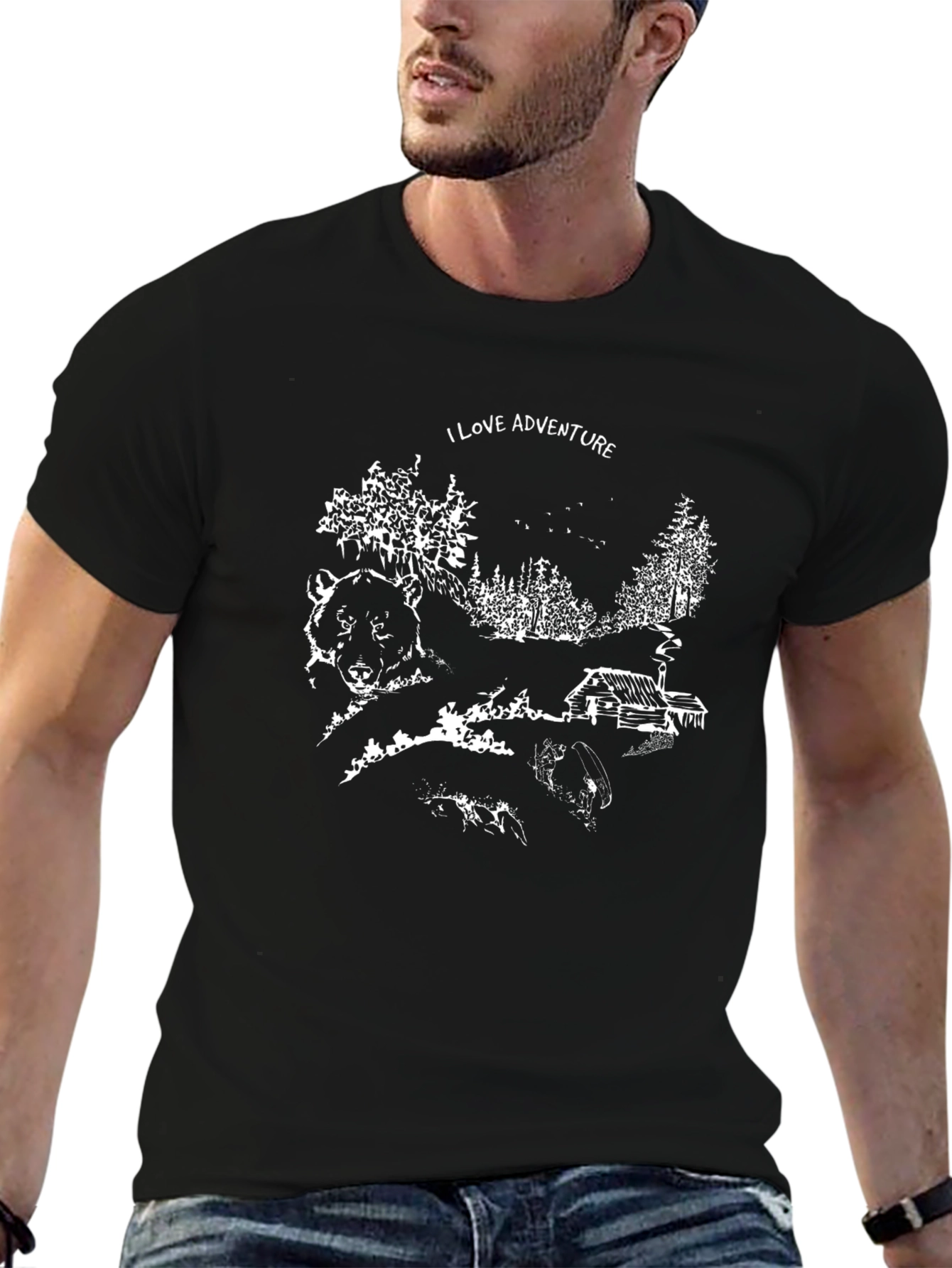 Adventure Graphic Tee - Black Cotton T-Shirt