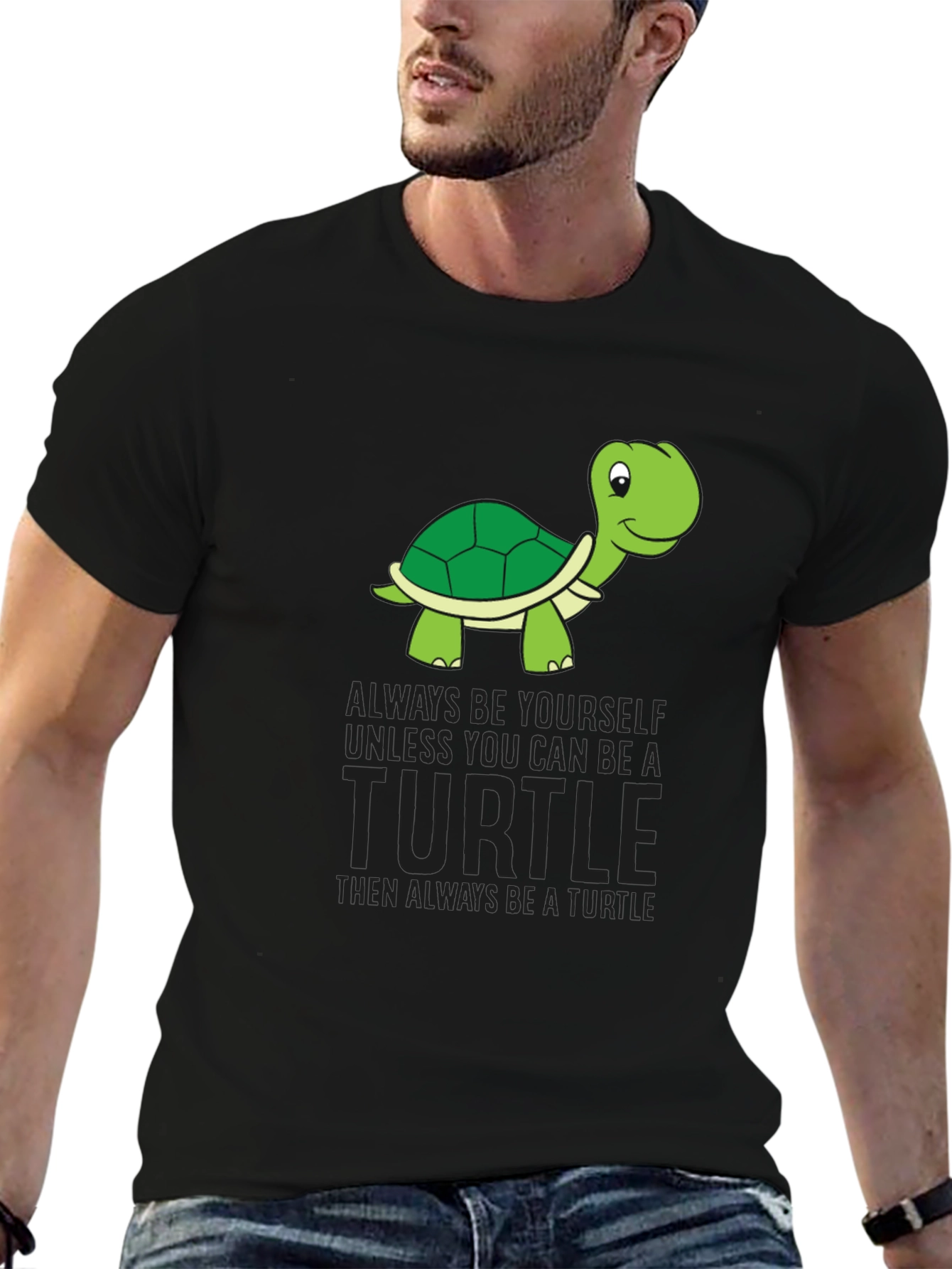 Funny Turtle Graphic Black T-Shirt