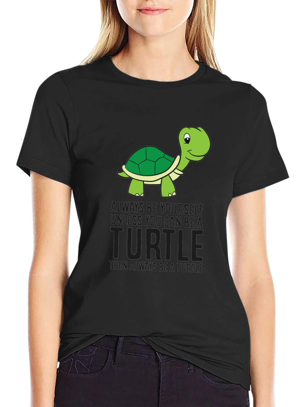 Funny Turtle Graphic Black T-Shirt
