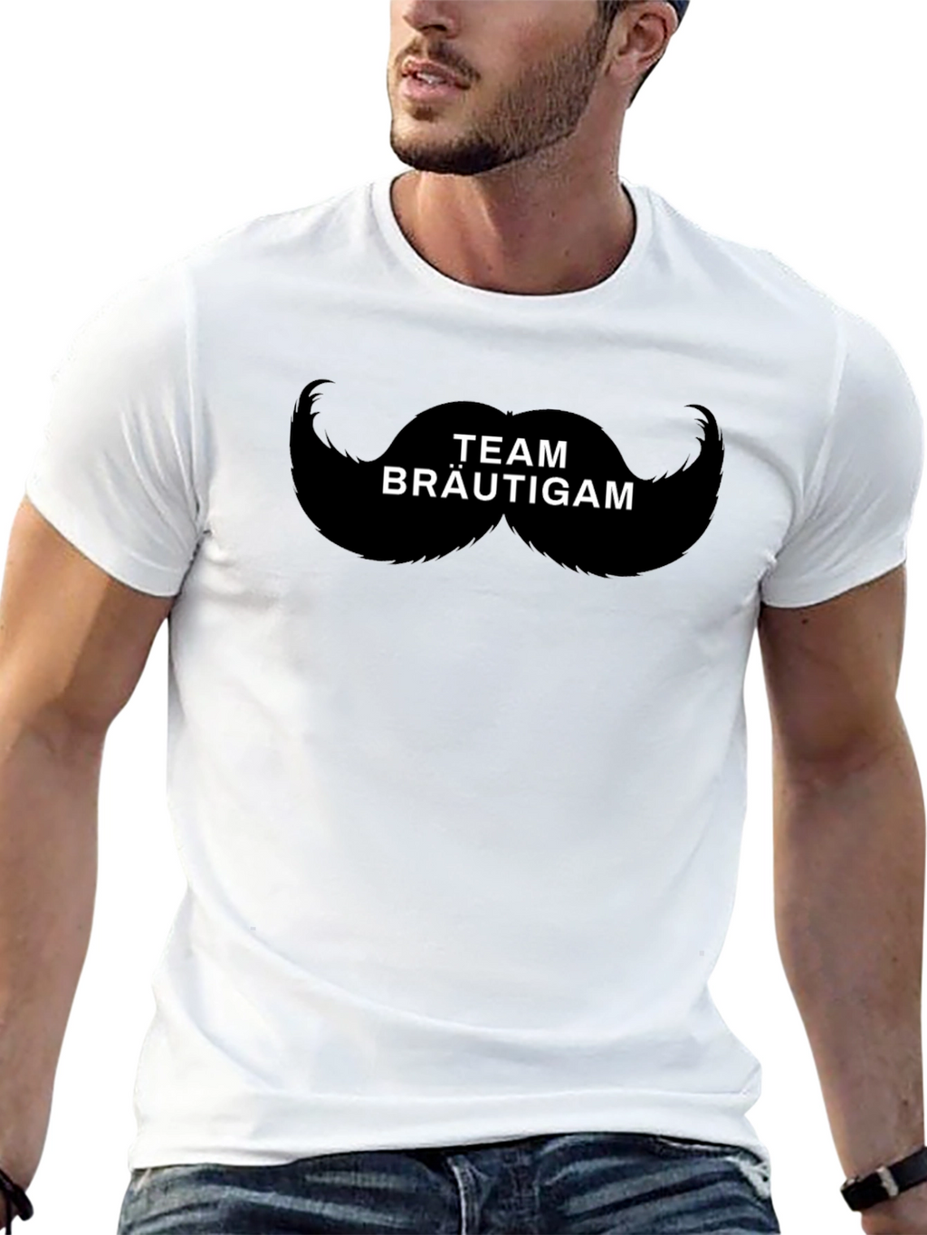Team Bräutigam Mustache Graphic T-Shirt