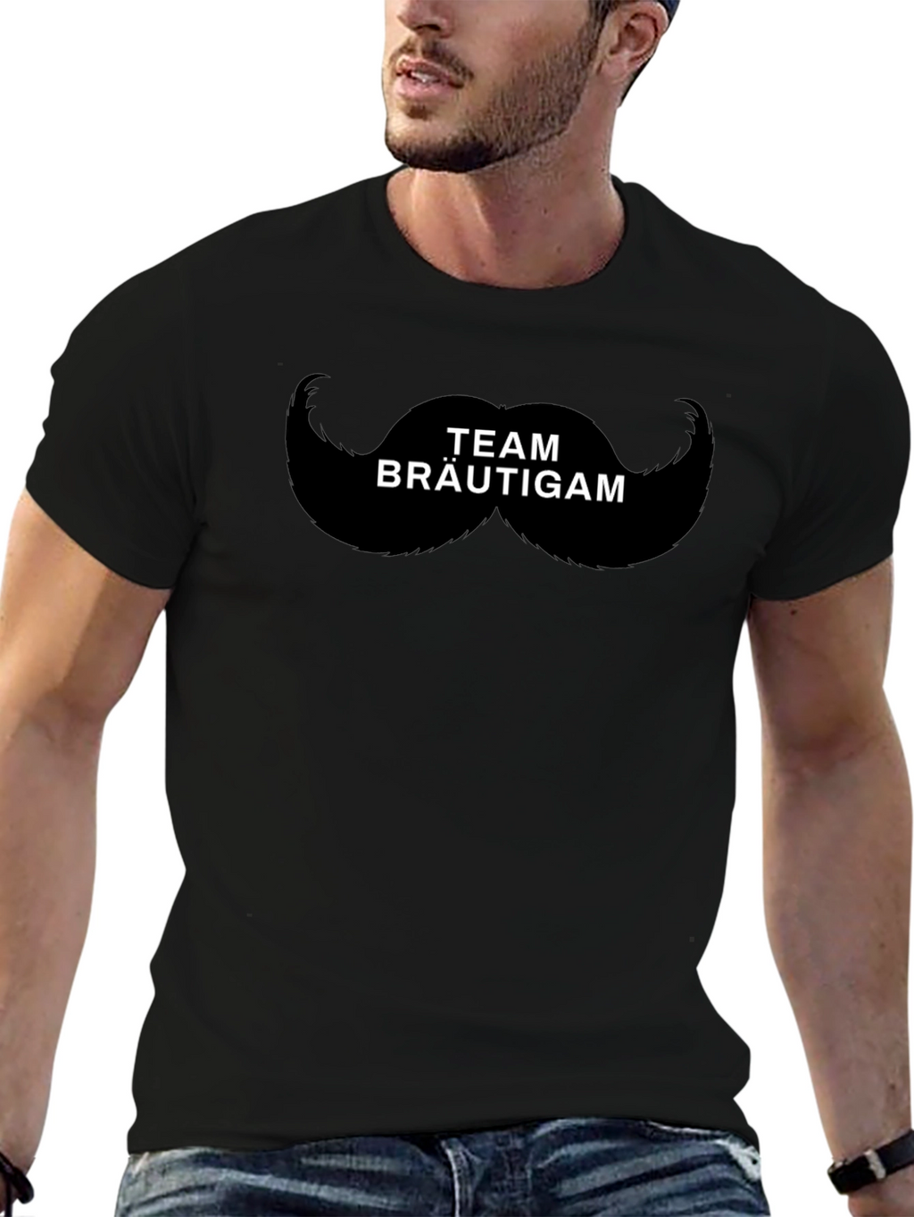 Team Bräutigam Mustache Graphic T-Shirt